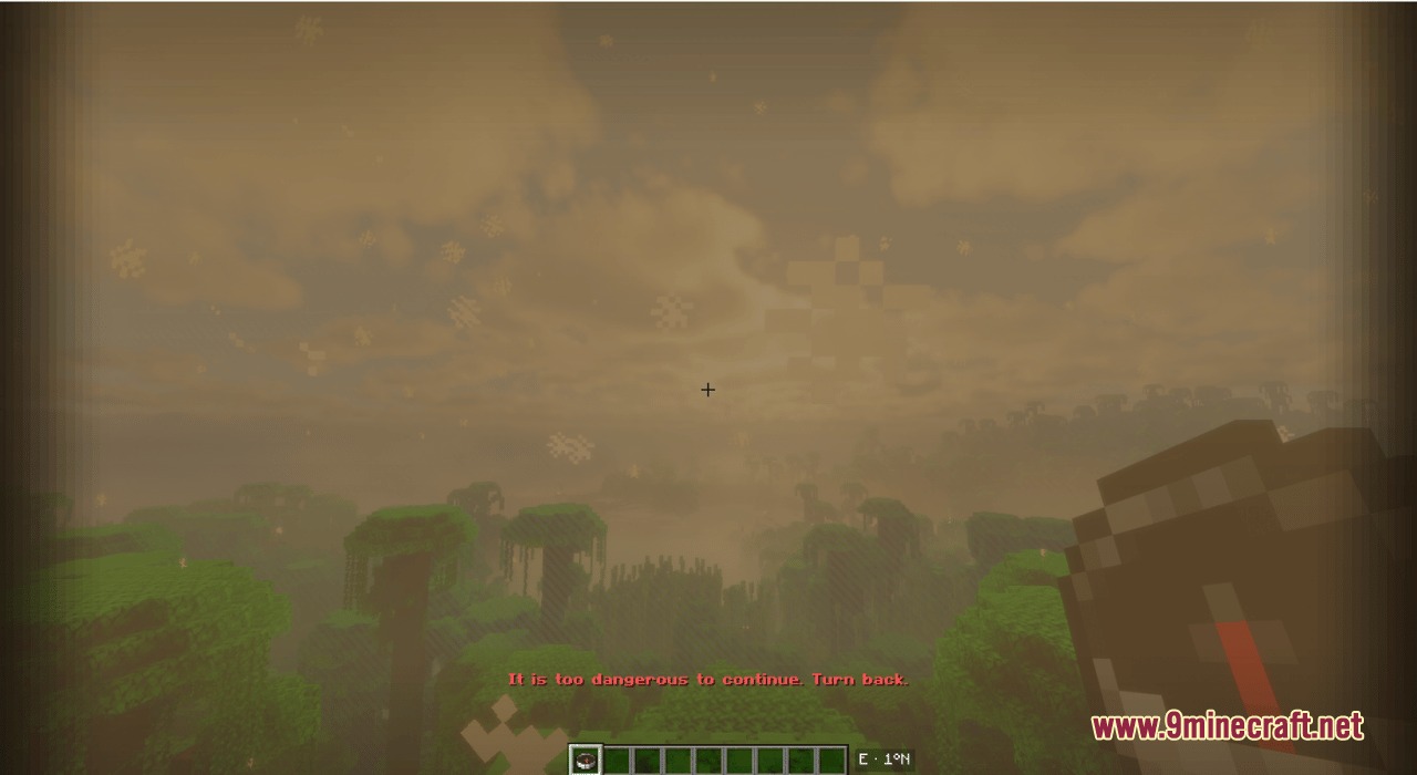 Latitude Mod Screenshot 7 Red warning text appears when a player reaches the dangerous map edge