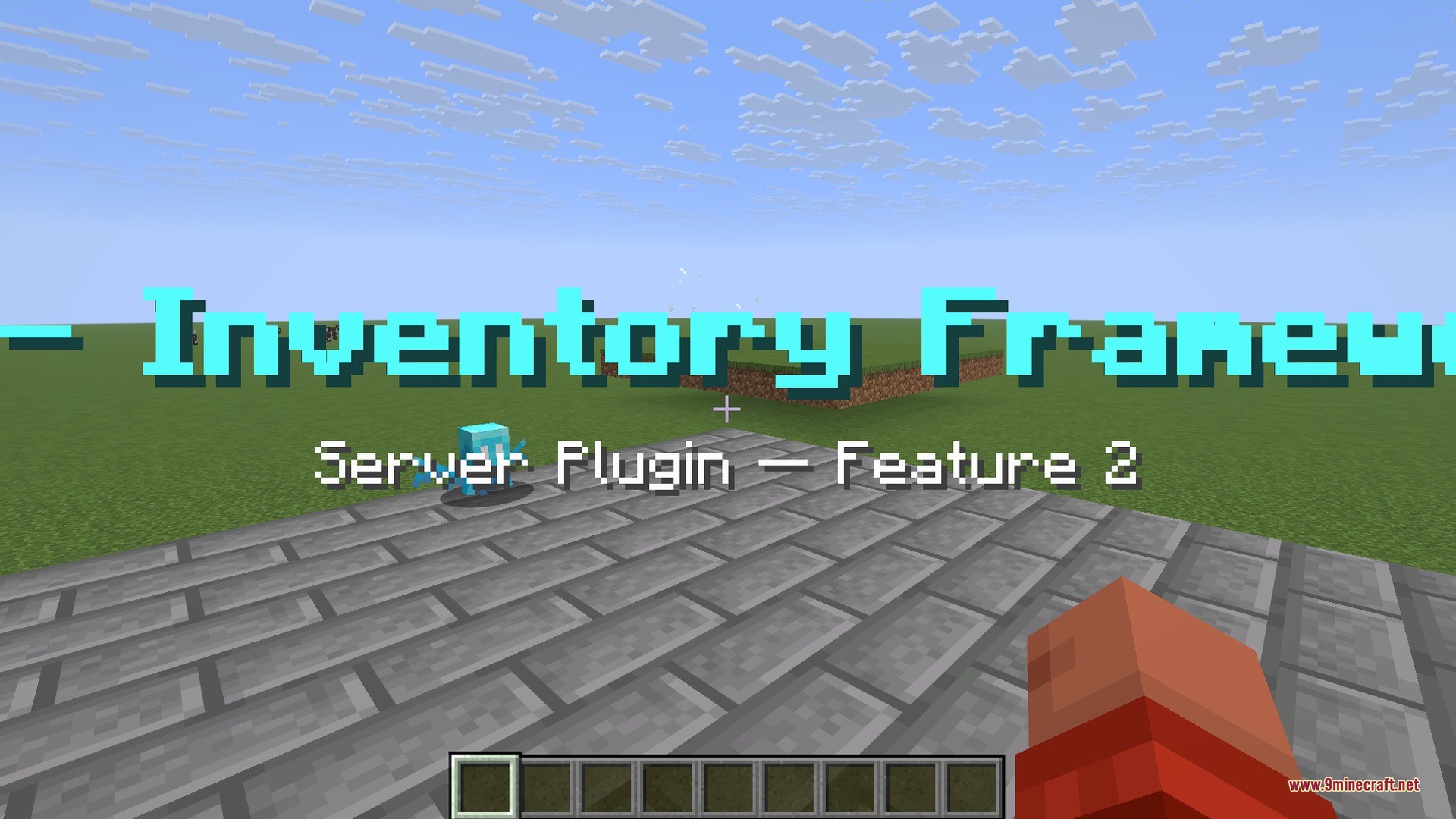 Lattice Pane Logic Plugin Screenshot 2 An allay floating over stone bricks with feature two text overlay