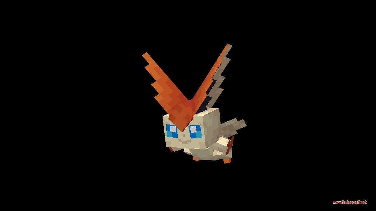 Liberty Garden Data Pack Screenshot 5 A blocky Victini model from the Liberty Garden Data Pack flying in the air