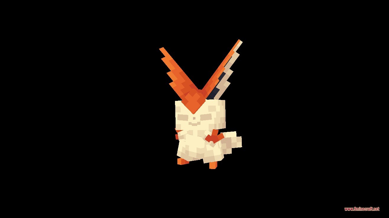 Liberty Garden Data Pack Screenshot 9 A blocky Victini model with large orange ears standing against a black background