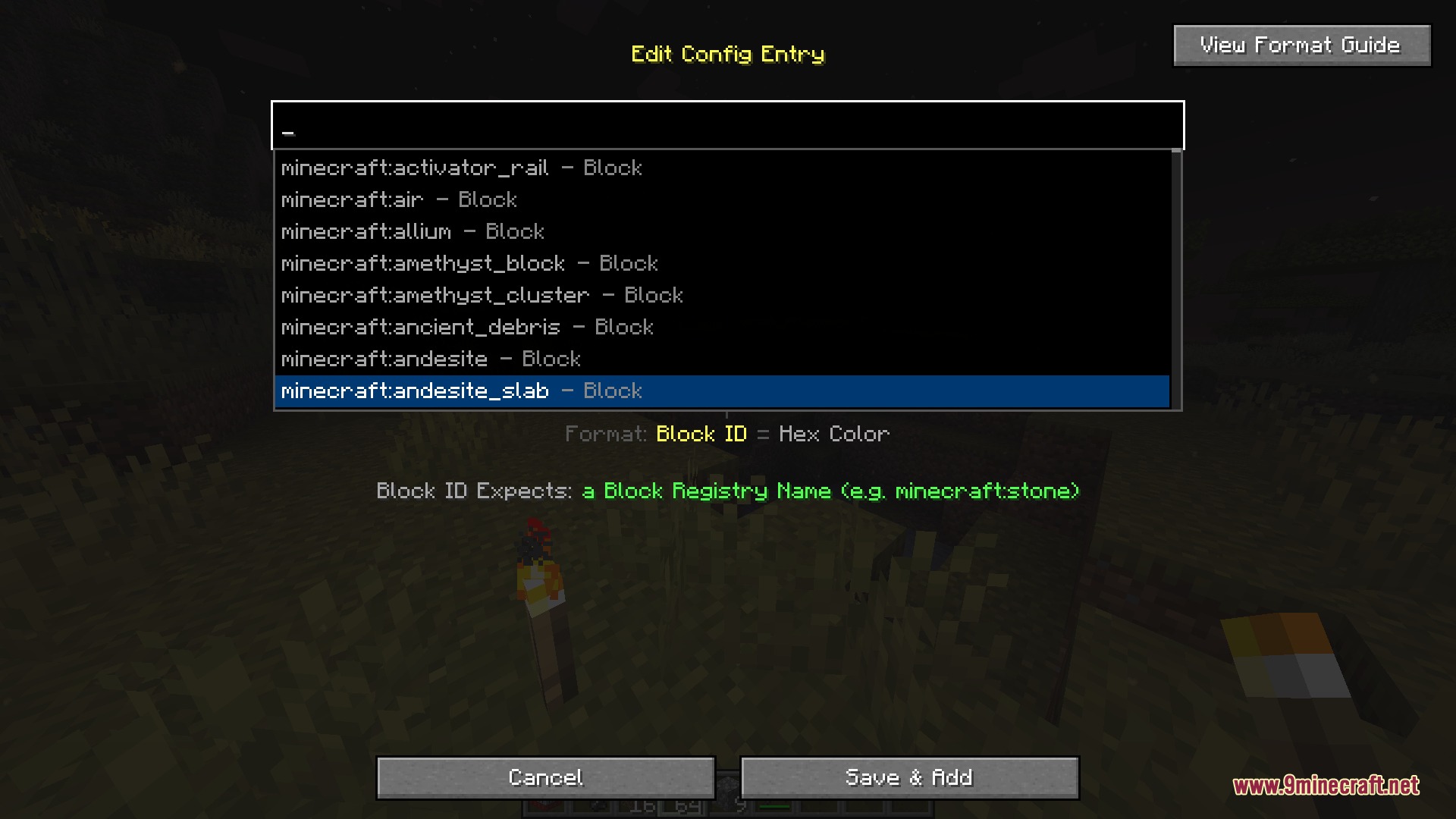 Light Dust Mod Screenshot 8 The in game configuration menu for selecting block types in Light Dust Mod