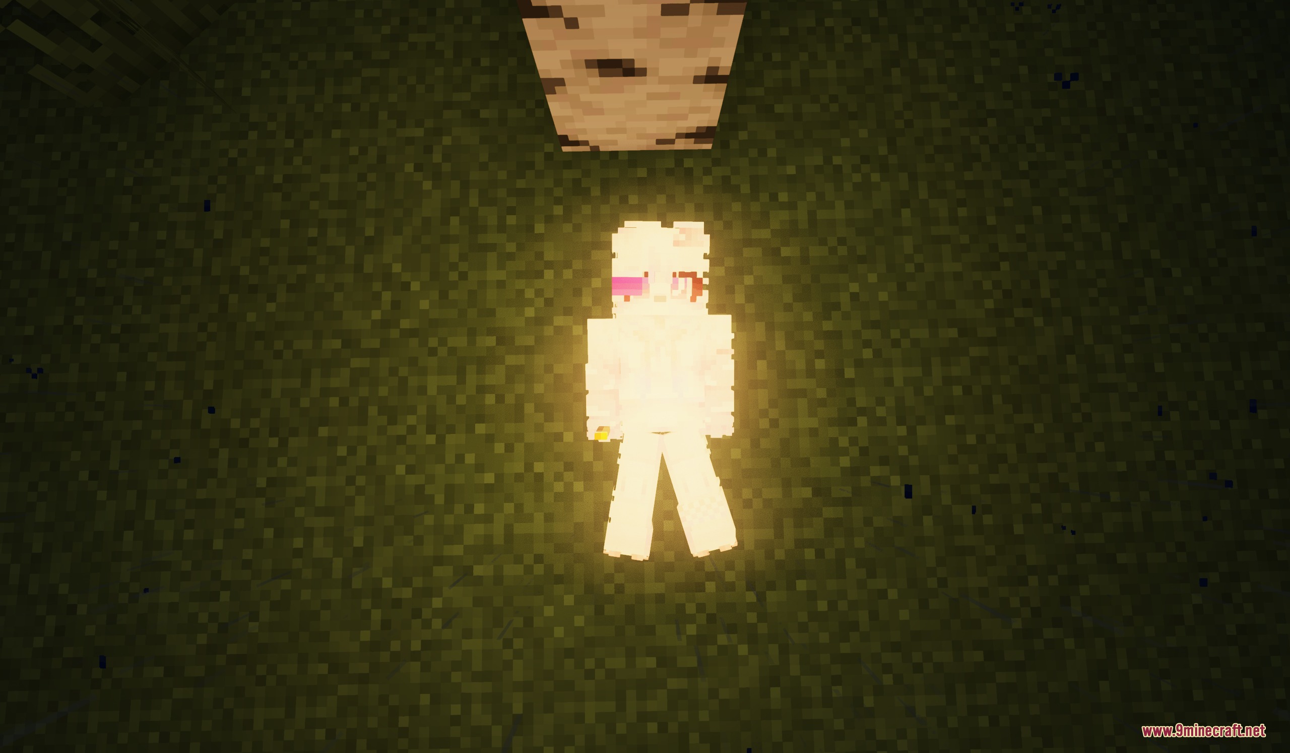 A ragdoll corpse lying on the grass receiving light from the environment