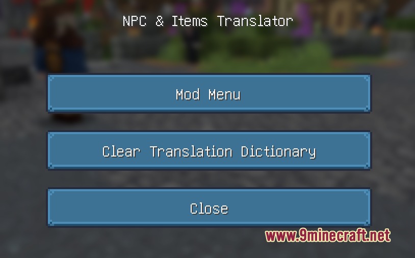Main menu of Linguify Clearview Mod with translation and dictionary settings