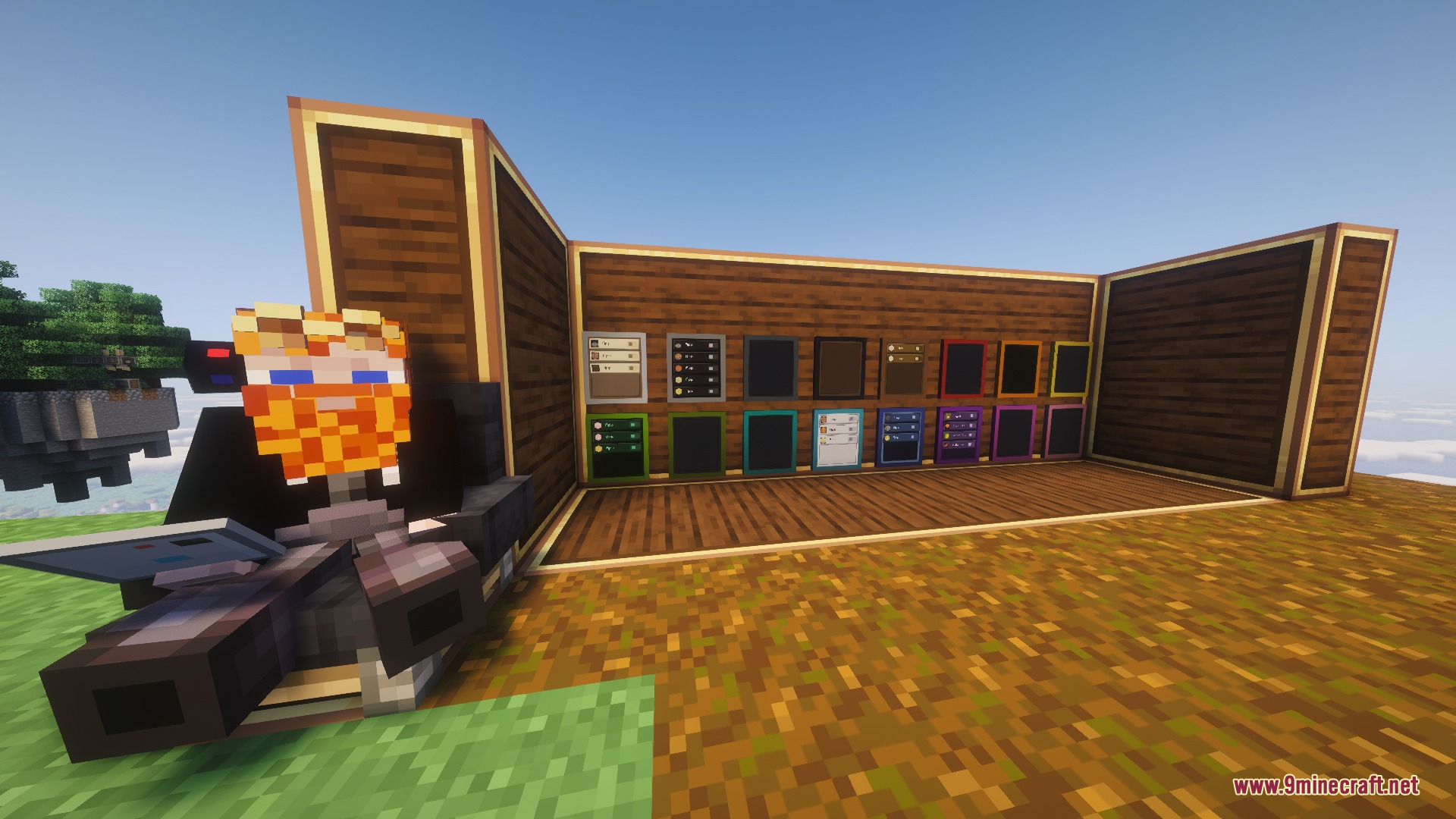 Linkpad Logic Interface Mod Screenshot 4 Player sitting in a chair holding a tablet near interactive wall screens