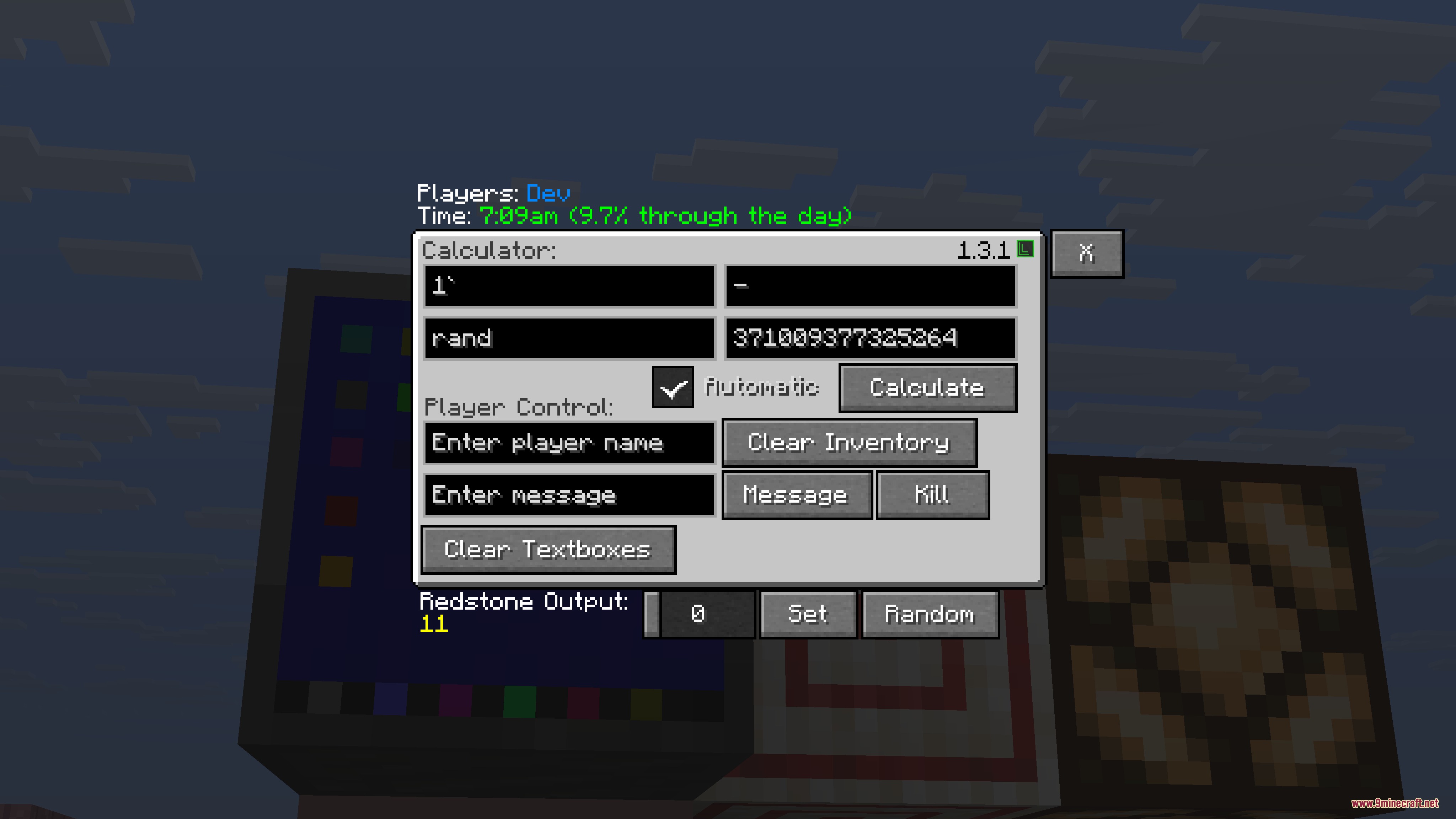 Llama Blocks Mod Screenshot 6 Computer interface with calculator and player control settings