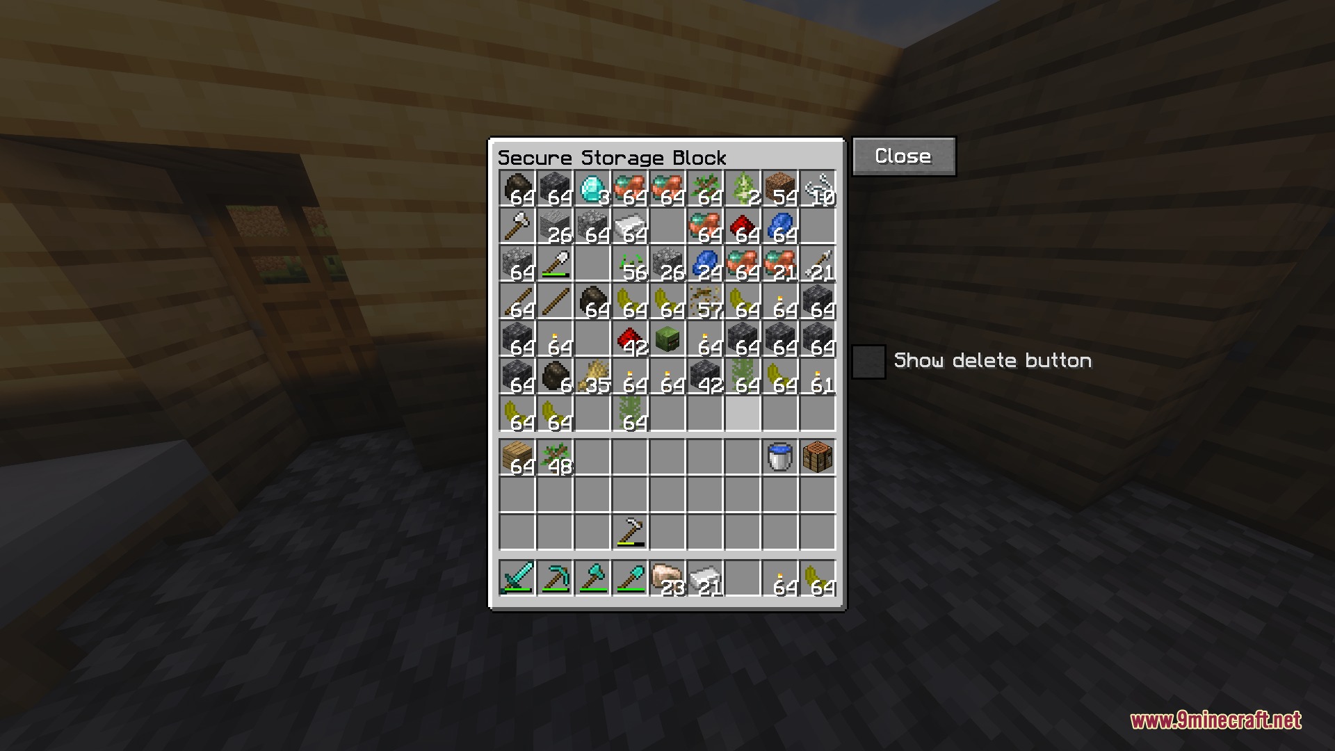 Llama Blocks Mod Screenshot 8 The secure storage block menu displays many different items and resources