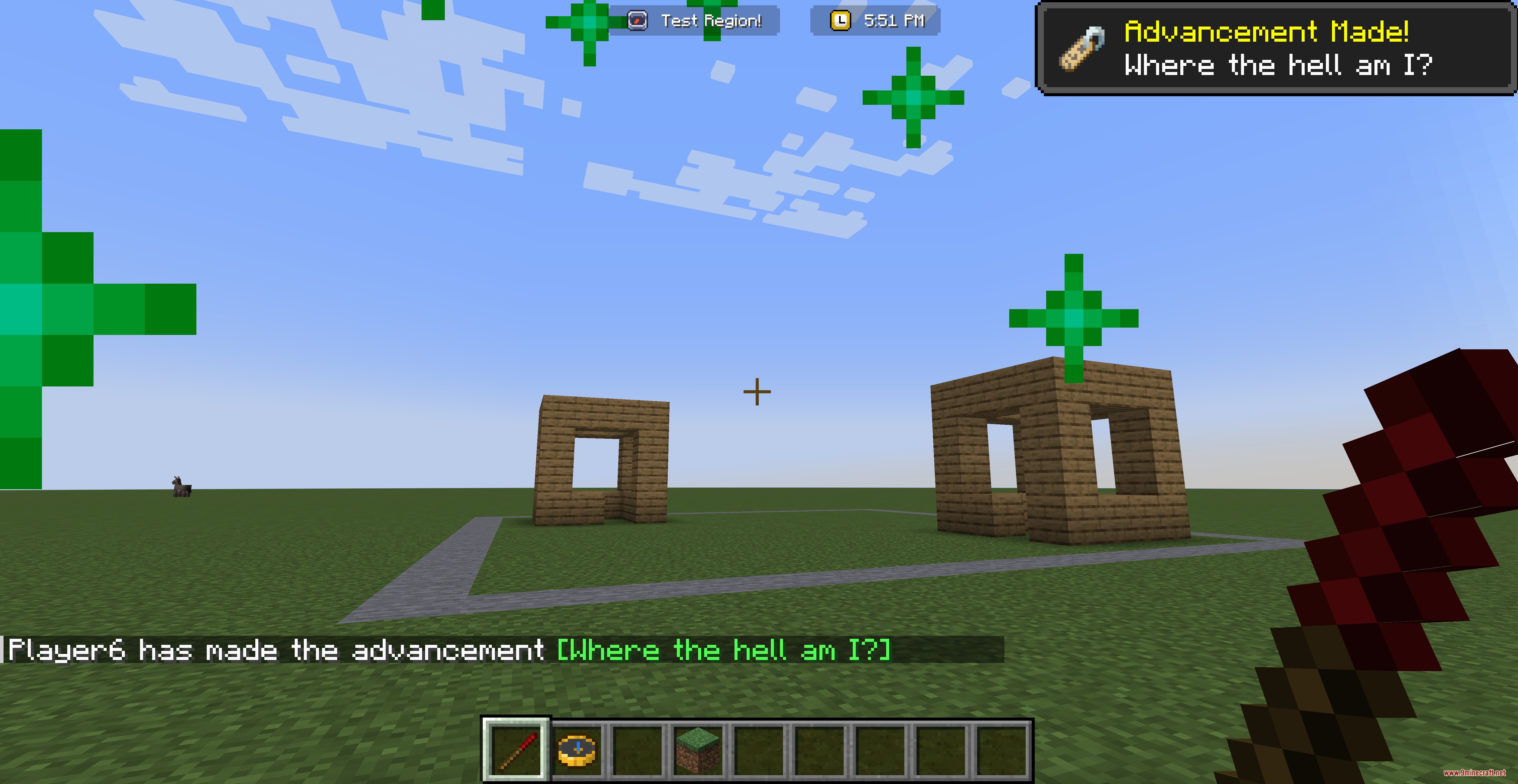 Location Tooltip Mod Screenshot 5 A player earns a custom advancement for entering a named region in Minecraft