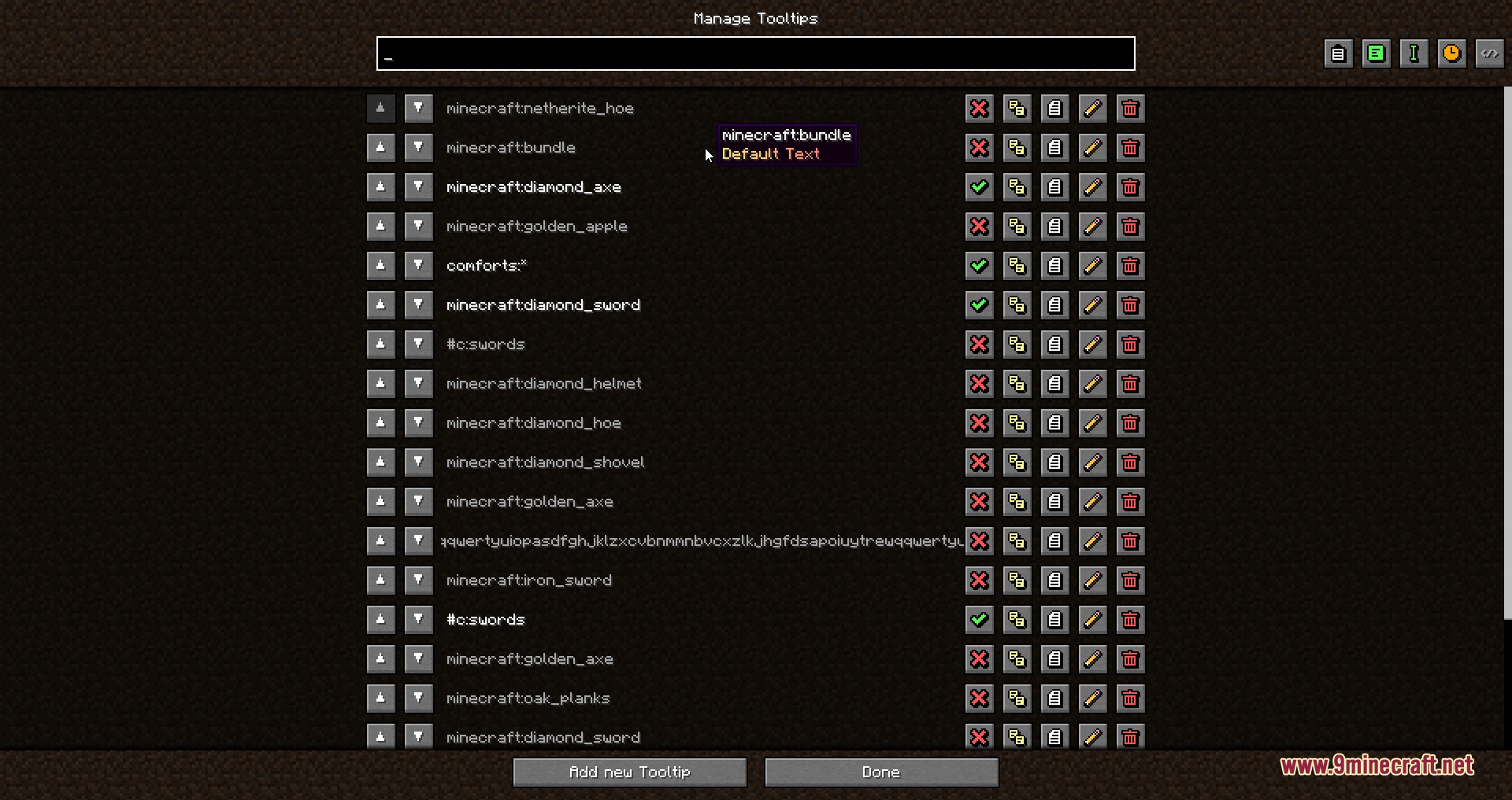The Looming Script Lexicon interface for managing custom item tooltips