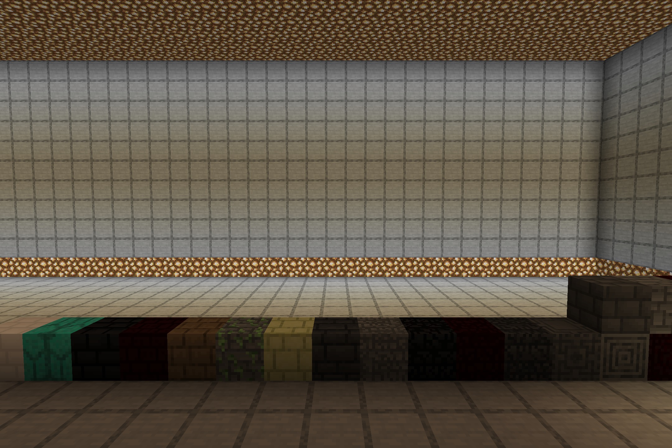 Loomsss's Better Bricks Resource Pack Screenshot 1 Loomsss Better Bricks Resource Pack showcasing various brick block textures in a room