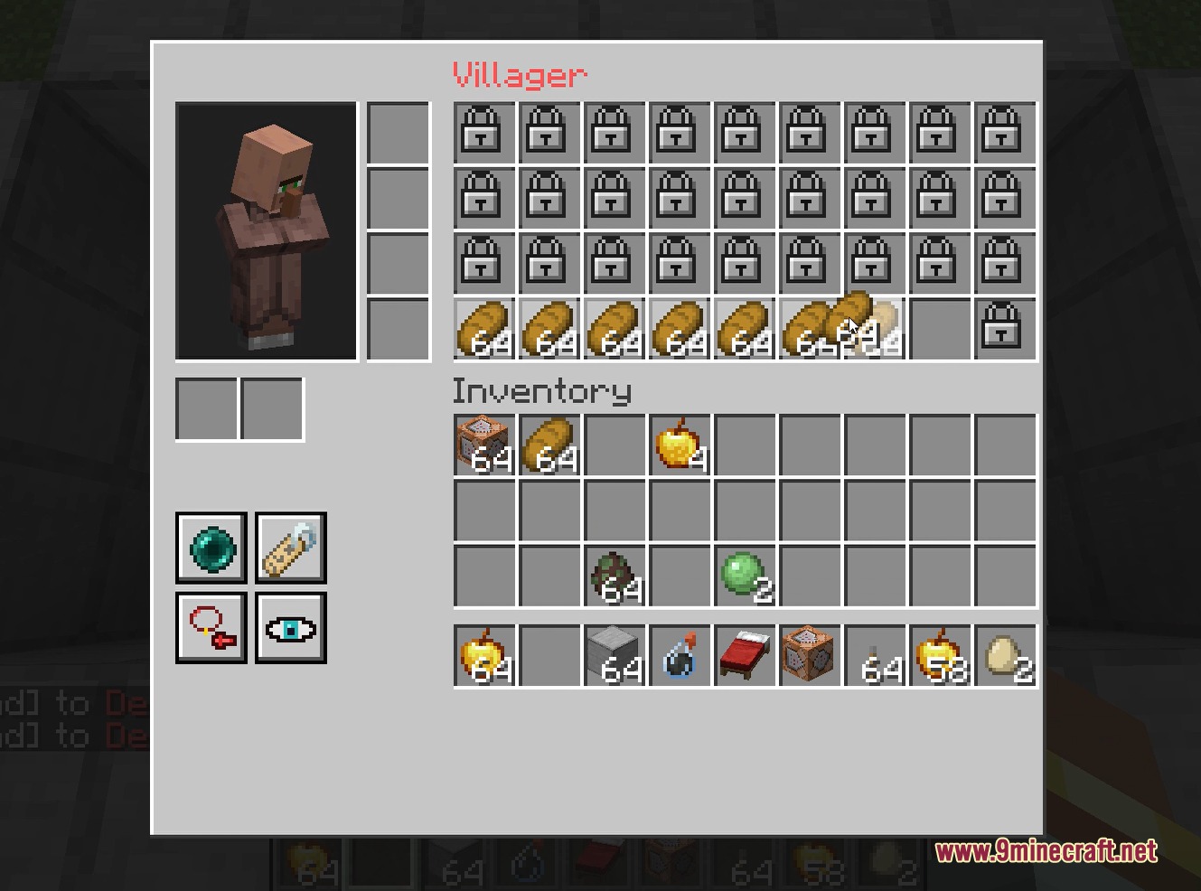 Custom villager inventory interface with armor slots in the Loyal Legion Reforged mod