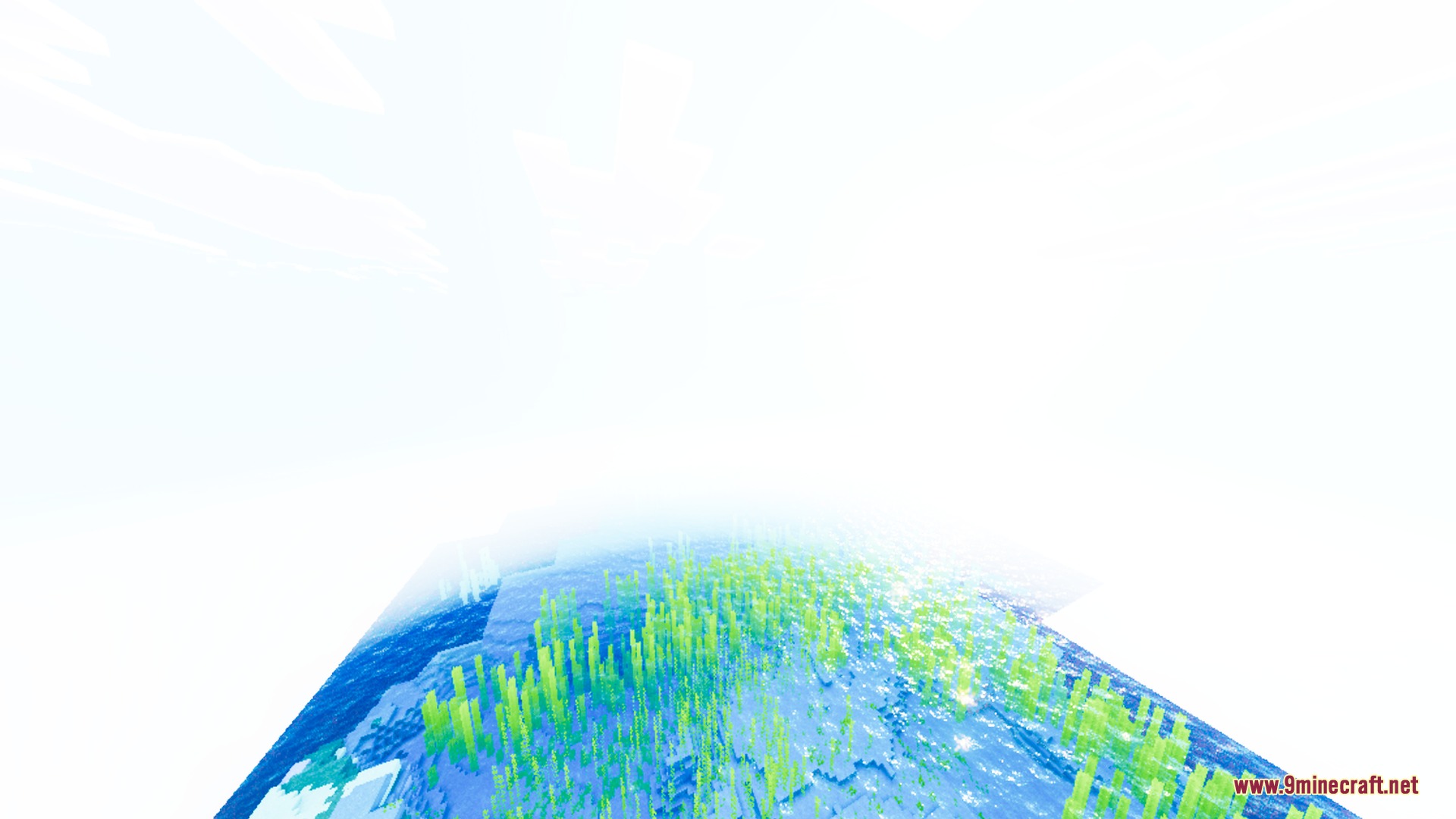 Lumenix Prism Visuals Shader Screenshot 1 Vibrant green kelp grows in a bright blue ocean under white light