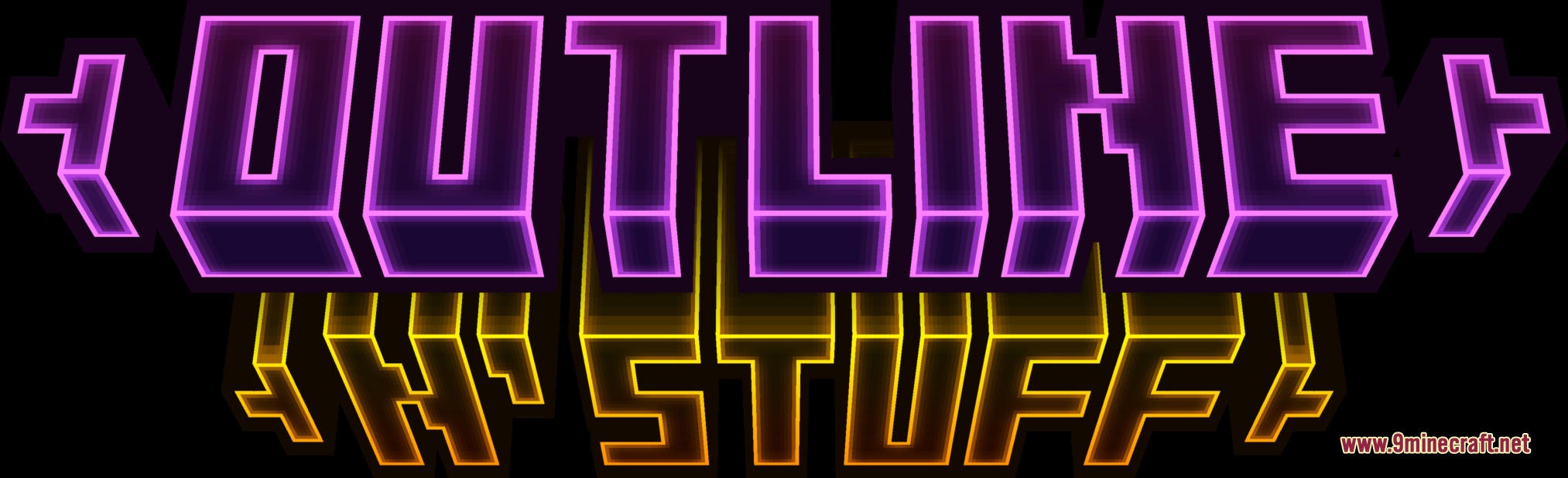 Lumina Enchanted Tiers Mod Screenshot 5 Neon 3D title card for Outline N Stuff with purple and yellow glow