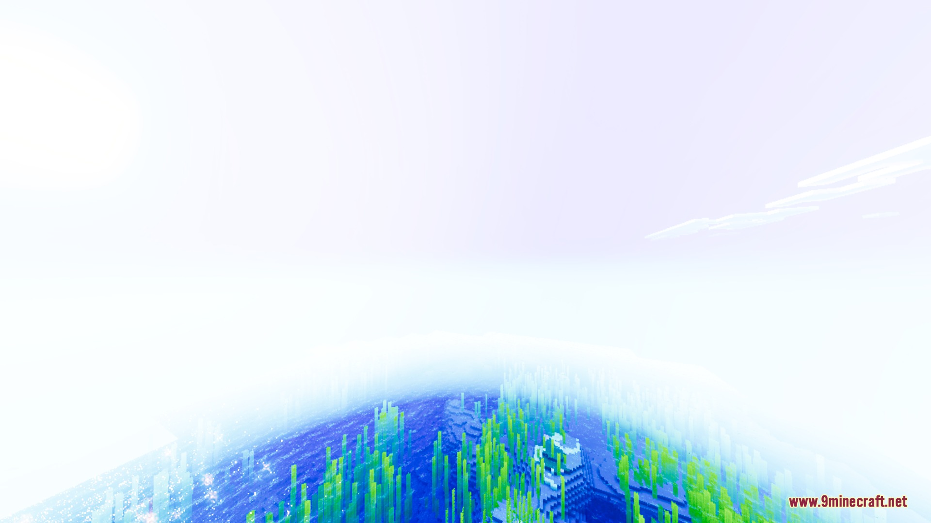 Lumina Prism Visuals Shader Screenshot 5 Bright underwater view showing glowing kelp and vibrant blue water lighting effects
