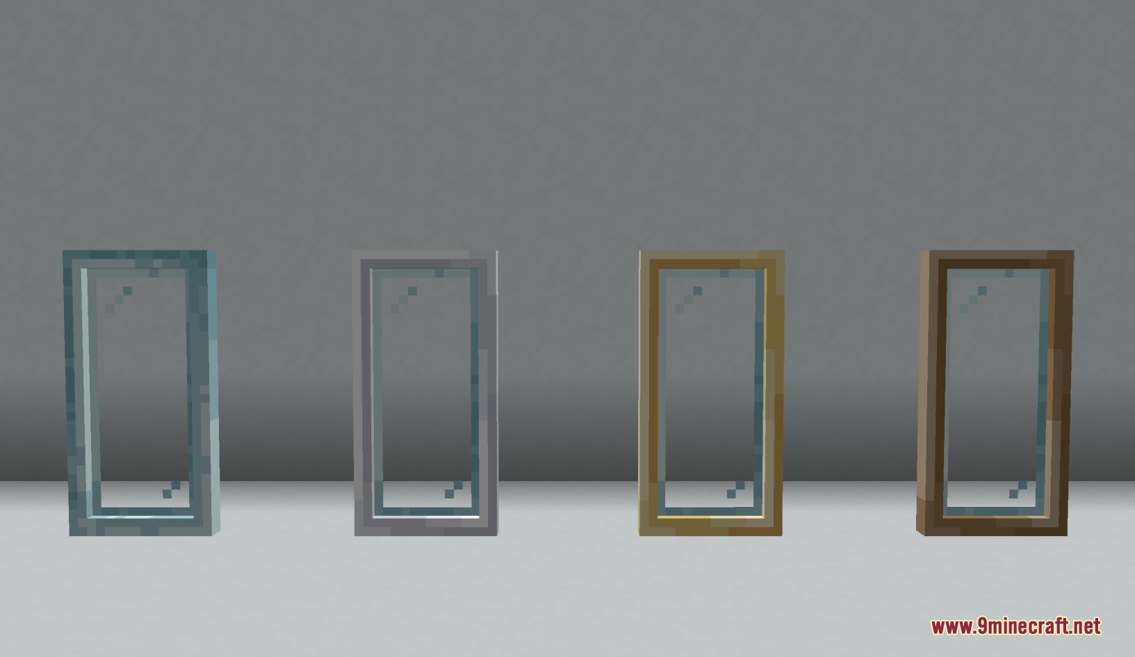 Four glass doors with different colored frames from the Luxury Decor Mod