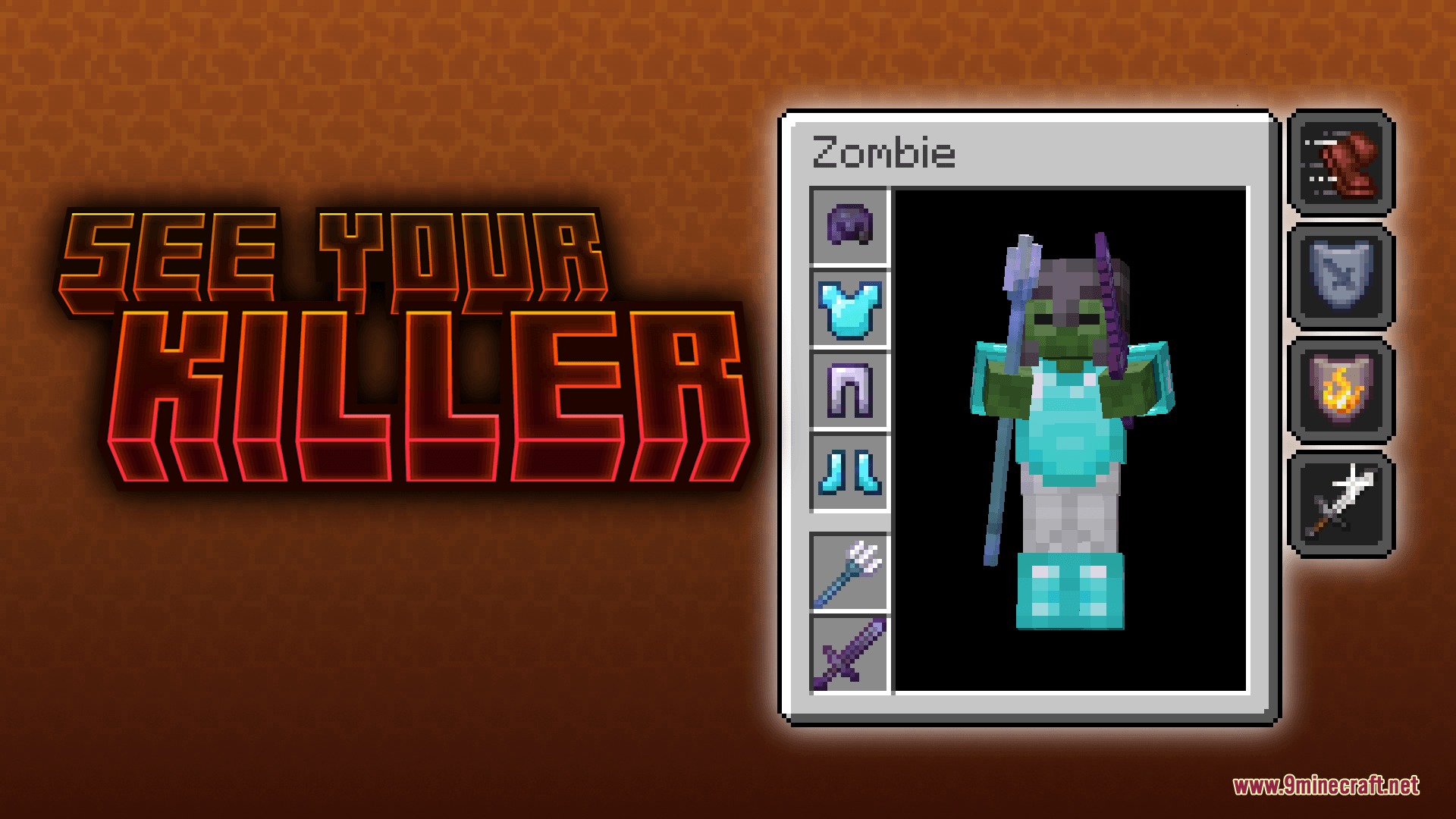 MC Endgame Mod Screenshot 8 A screen showing the armor and weapons of the monster that defeated you