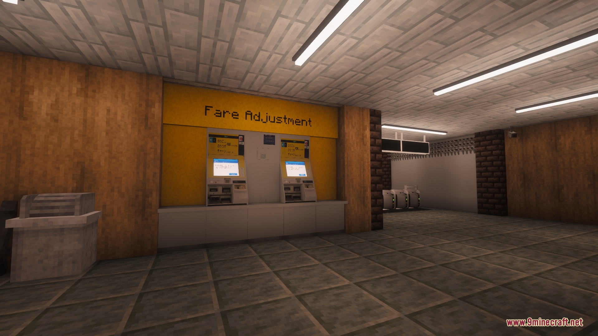 MTR Japan Ticket Mod Screenshot 5 Two interactive fare adjustment machines placed under a yellow sign in a station