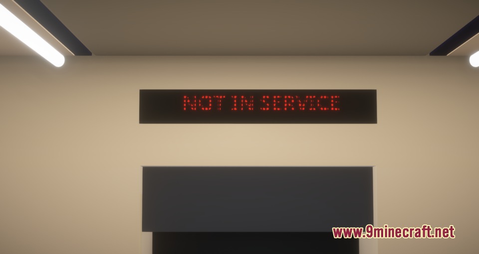 MTR3 4 CP Lisbon Suburban Trains Pack Resource Pack Screenshot 1 A red LED display showing NOT IN SERVICE above a dark doorway