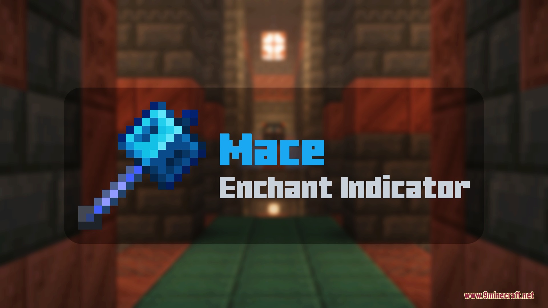 Mace Enchant Indicator Breach and Density Resource Pack Screenshot 1 Title screen showing a blue mace for the Mace Enchant Indicator Minecraft resource pack