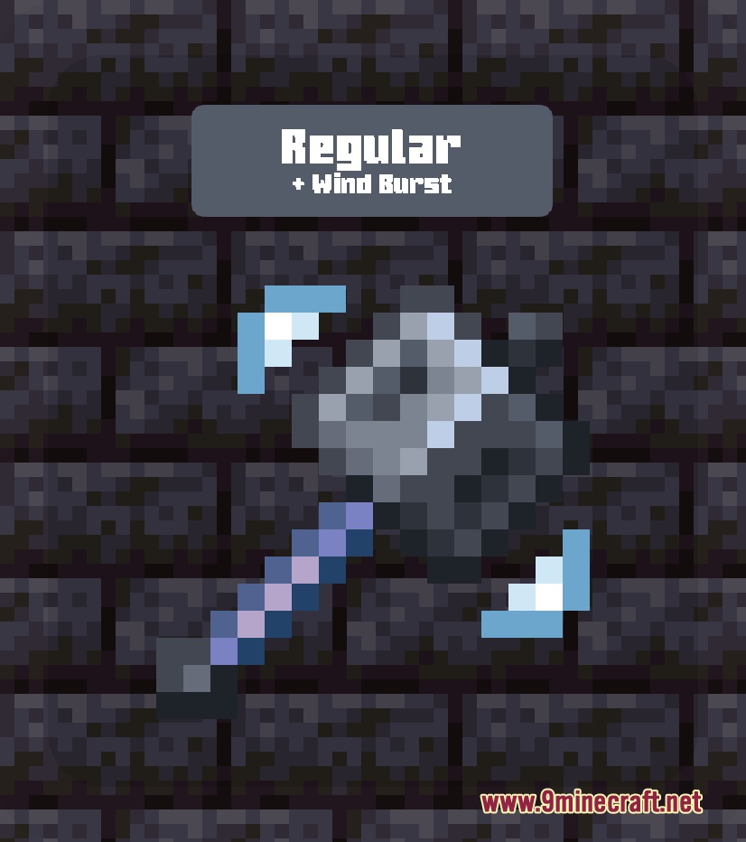 Mace Enchant Indicator Breach and Density Resource Pack Screenshot 8 Regular grey mace with wind particles representing the Wind Burst enchantment level