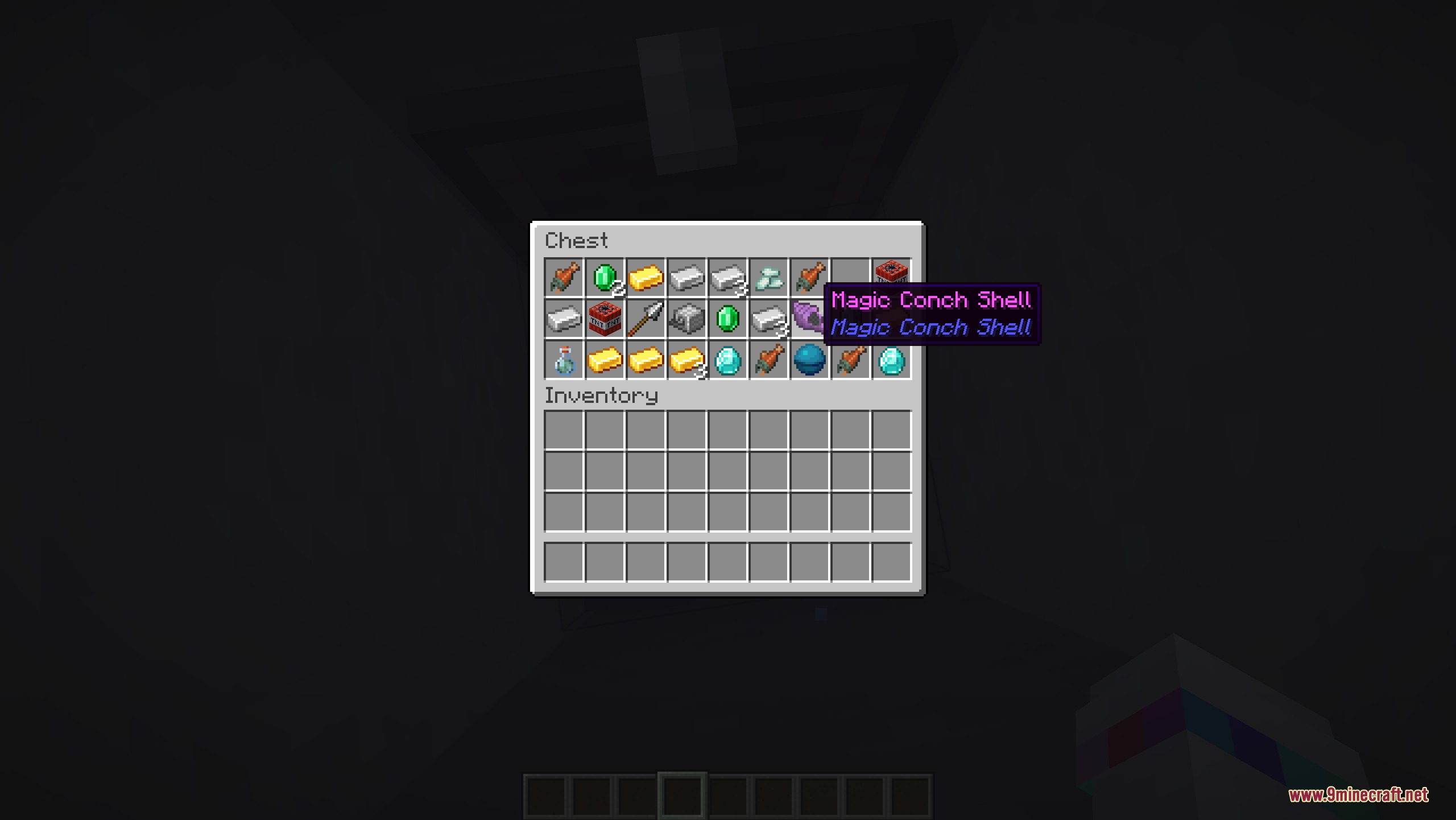Magic Conch Shell Mod Screenshot 4 Opening a chest to find valuable loot and two Magic Conch Shells