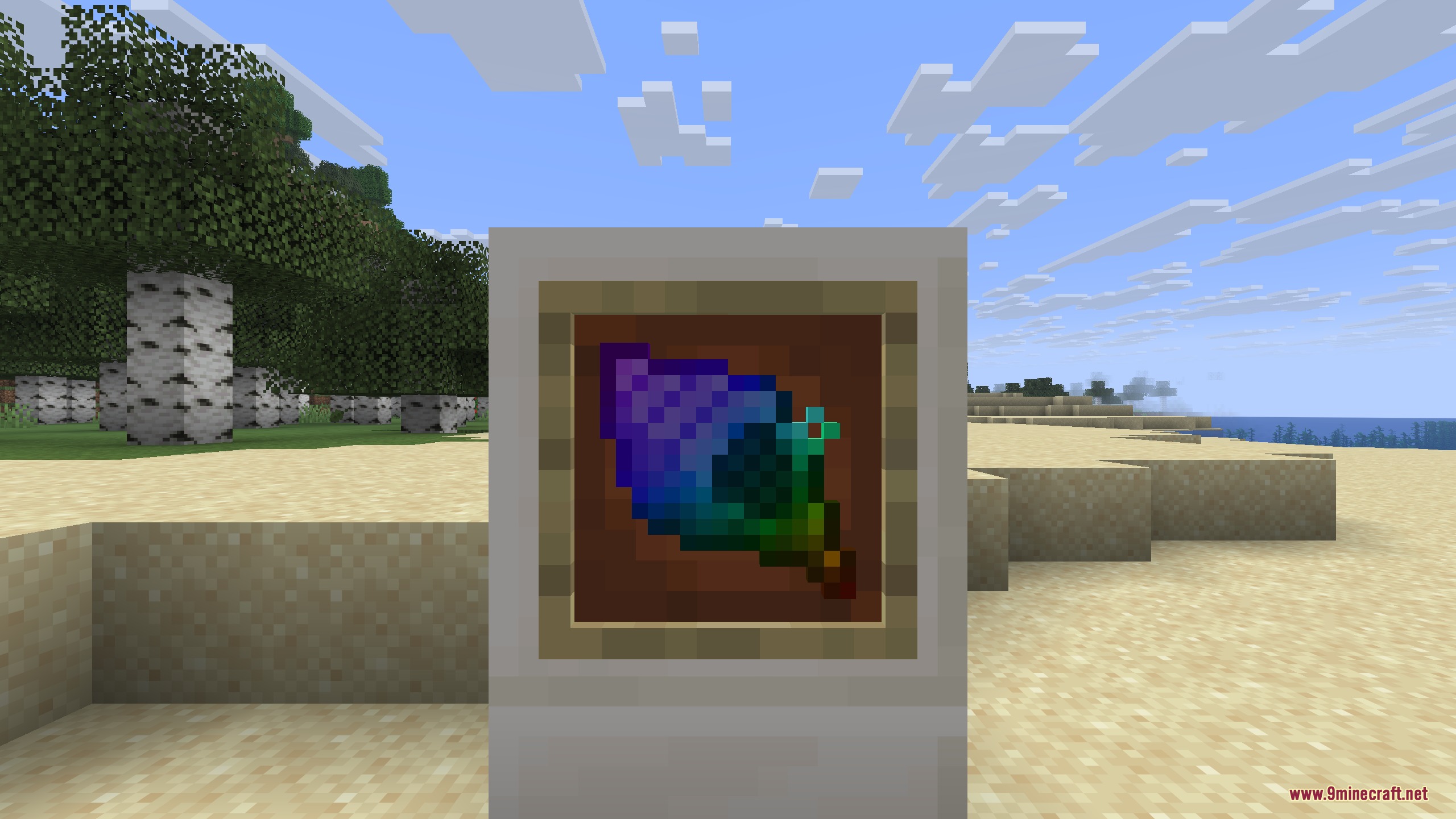 Magic Conch Shell Mod Screenshot 6 A vibrant rainbow colored conch shell item displayed in an item frame