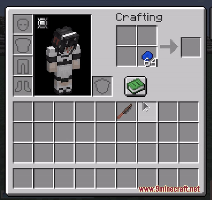 Magic Industries Mod Screenshot 1 Maid character inventory with blue sapphire gems and a cutting tool