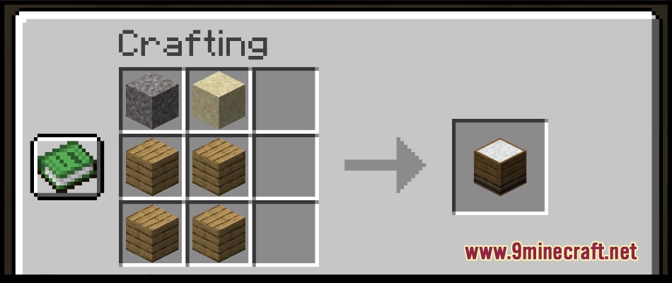 Majestty's Villagers 13 New Villager Professions Mod Screenshot 5 Crafting recipe for the Stonebinder workstation using gravel sand and planks