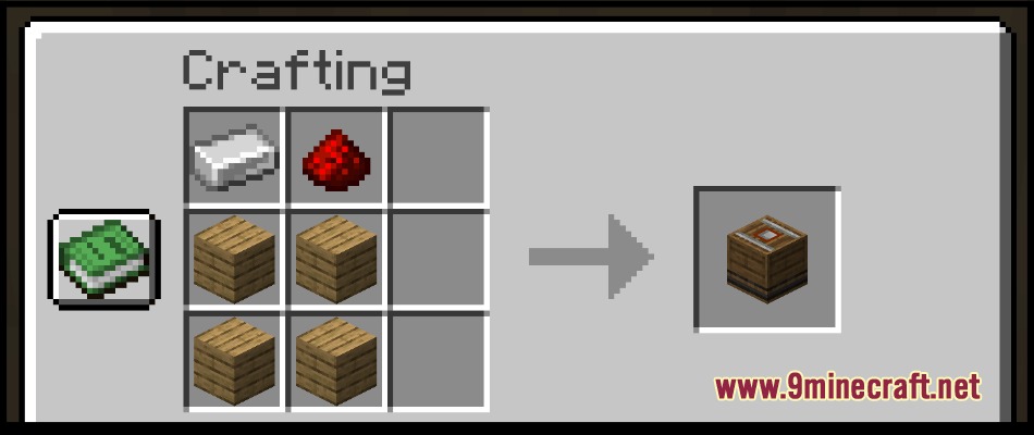 Majestty's Villagers 13 New Villager Professions Mod Screenshot 6 Crafting recipe for the Trackmaster workstation using iron redstone and planks