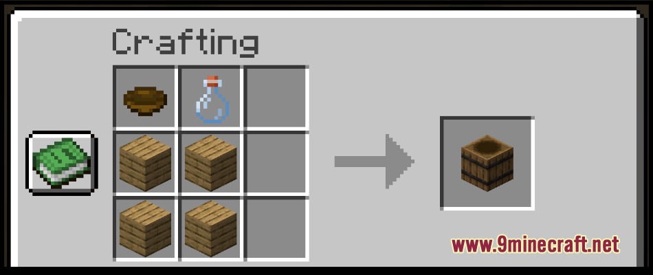 Majestty's Villagers 13 New Villager Professions Mod Screenshot 7 Crafting recipe for a custom villager workstation using bowl and bottle