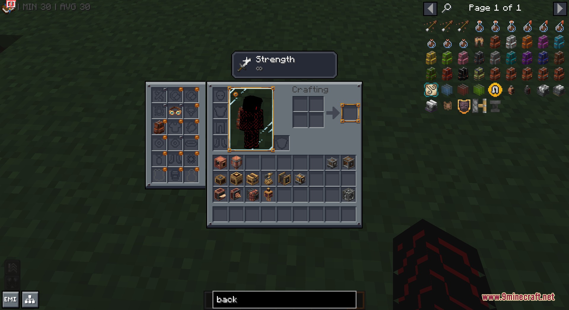 Mandala's GUI Dark Mode Utopia Extension Resource Pack Screenshot 1 Mandala GUI Dark Mode Utopia Extension showing player inventory with modded items