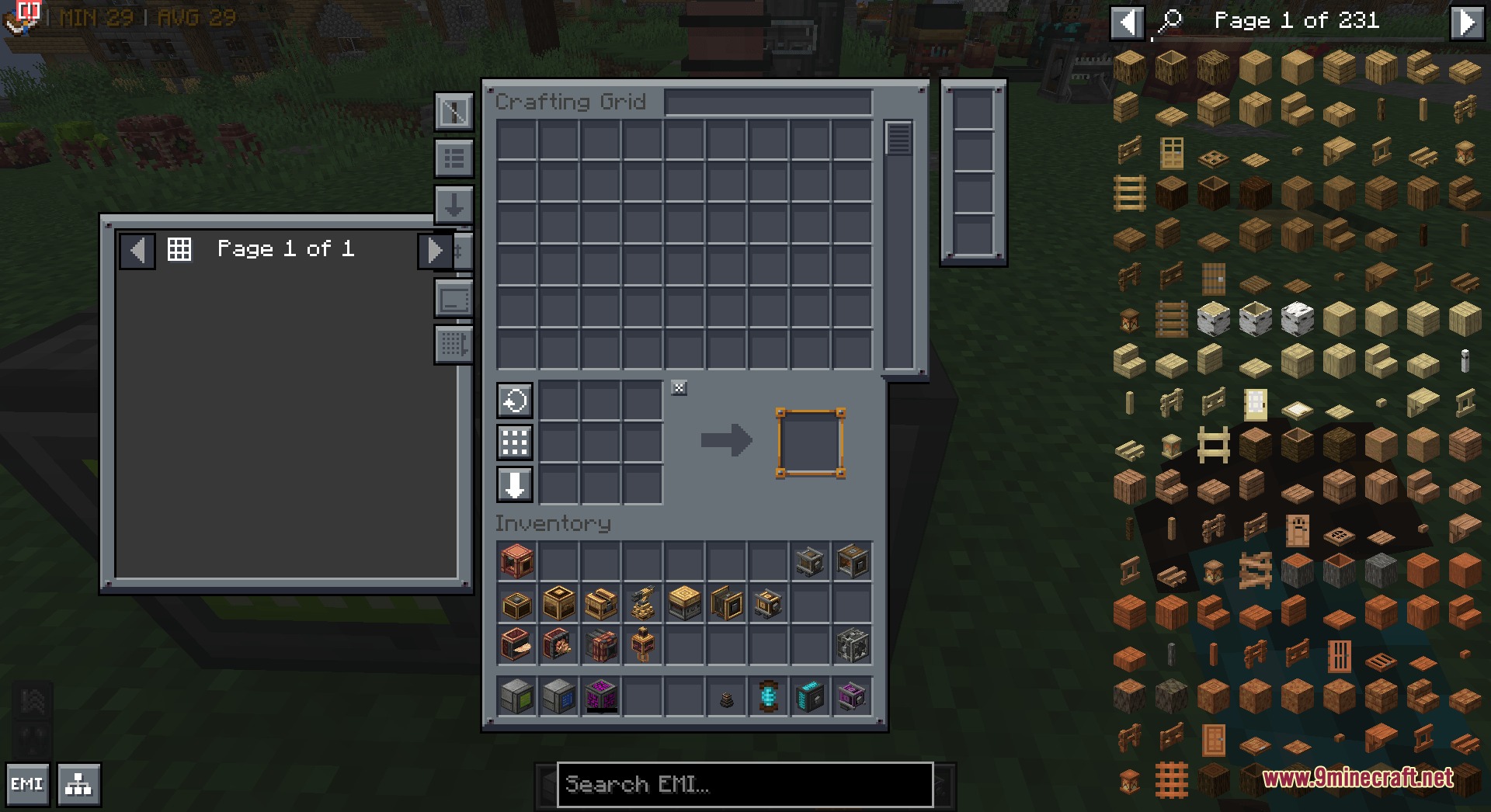 Mandala's GUI Dark Mode Utopia Extension Resource Pack Screenshot 2 A dark themed crafting terminal showing a large grid of building blocks