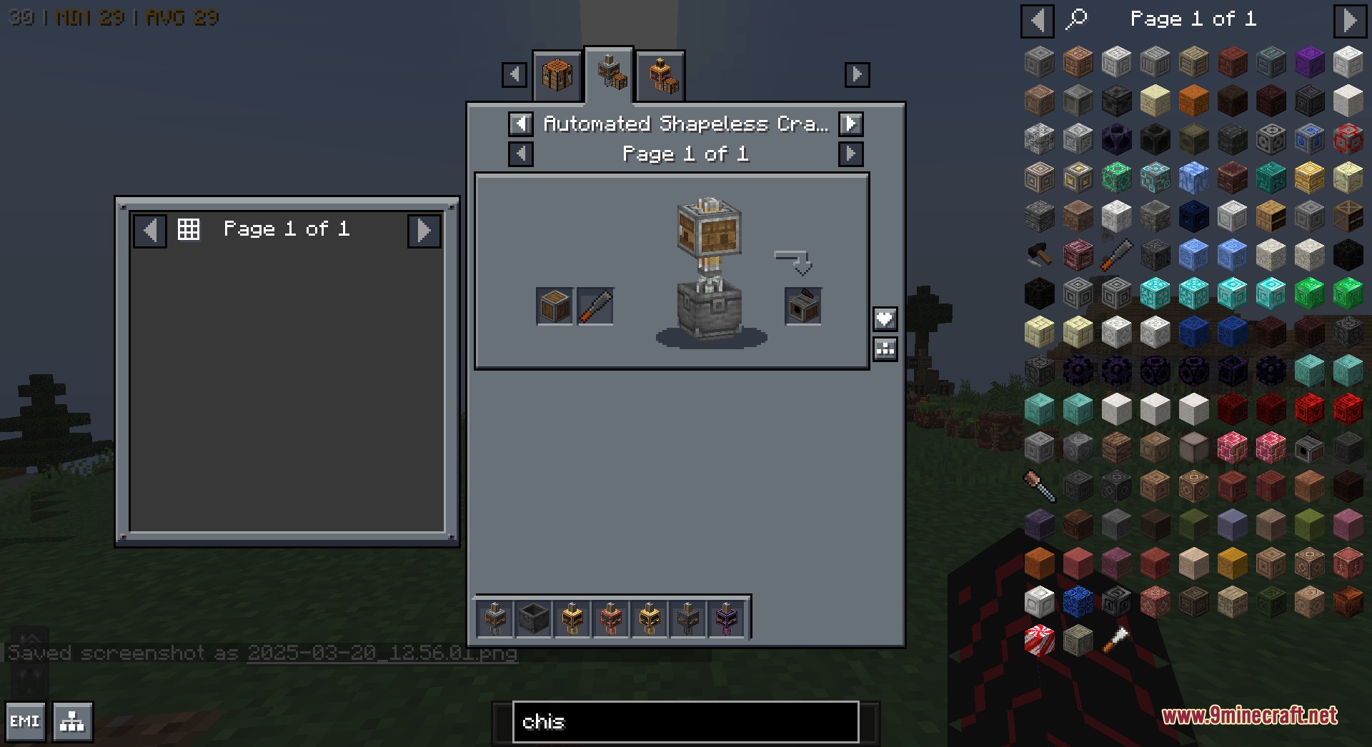 Mandala's GUI Dark Mode Utopia Extension Resource Pack Screenshot 7 Dark mode interface displaying a recipe for an automated shapeless crafter block