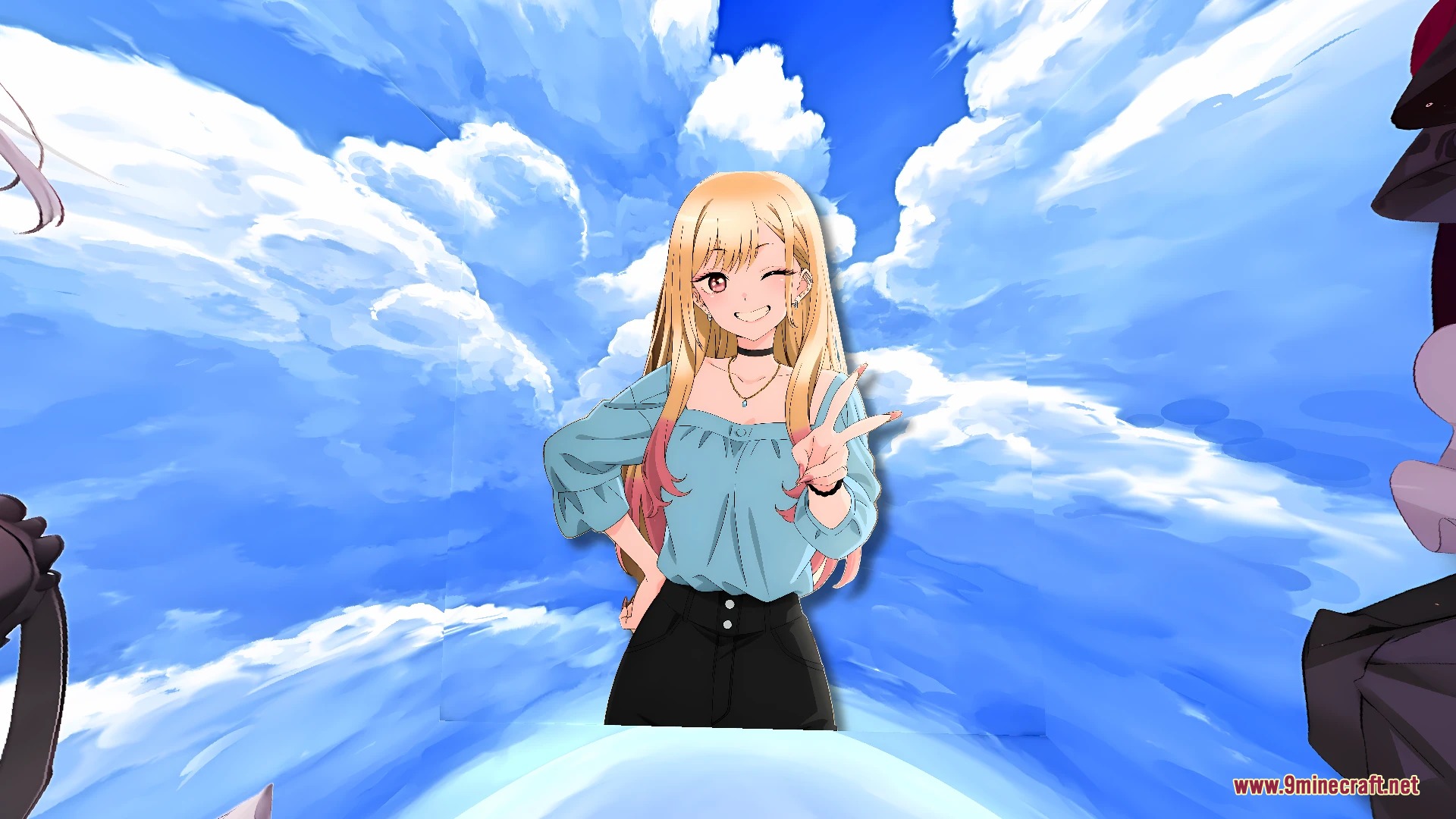 Marin Kitagawa Pack Anime Sky 4K Resource Pack Screenshot 6 A high definition skybox showing an anime character against a bright blue sky