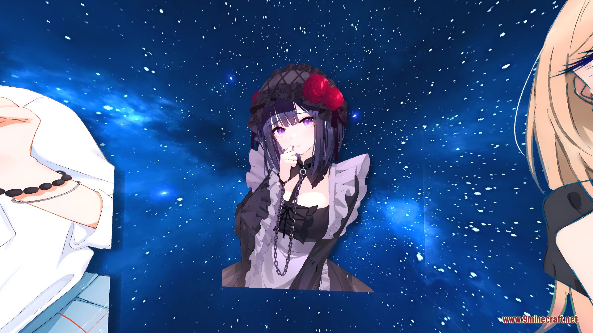 Marin Kitagawa Pack Anime Sky 4K Resource Pack Screenshot 7 Custom anime skybox featuring Marin Kitagawa against a vibrant starry night background