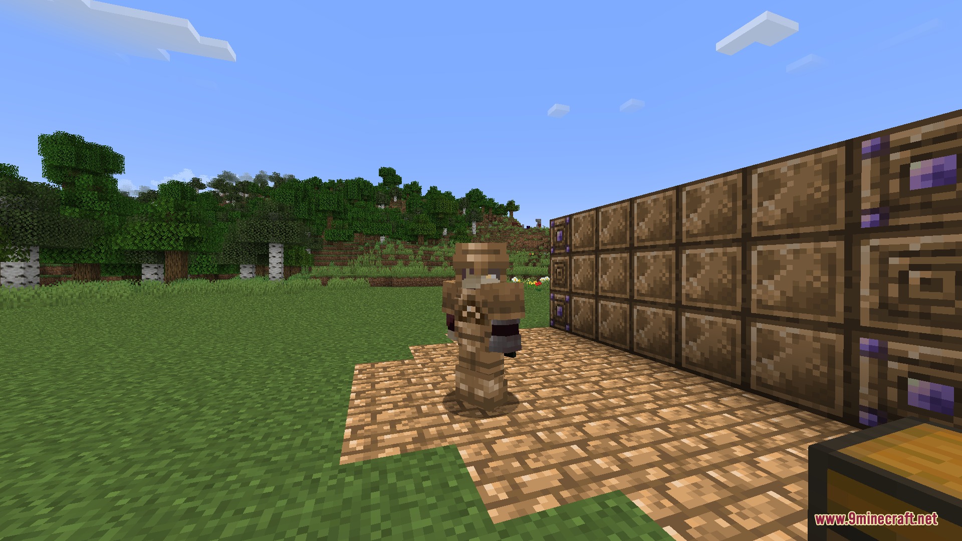 Masks N Glory Mod Screenshot 5 A Minecraft player wearing a full set of Pale Steel Armor gear