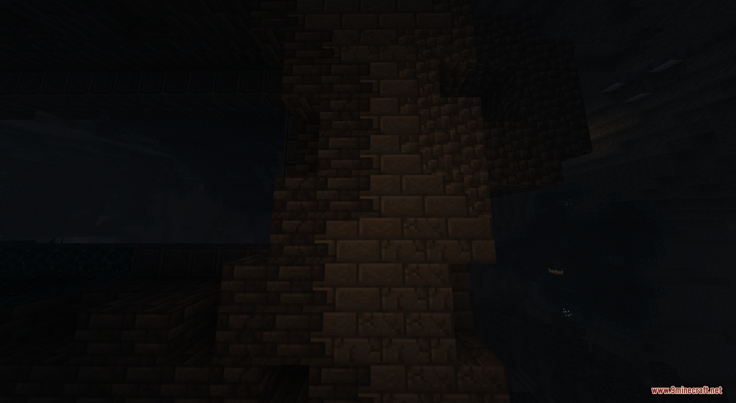 Matcha Block Overlays Resource Pack Screenshot 6 Softened edges of brick blocks blending together in a dark underground setting