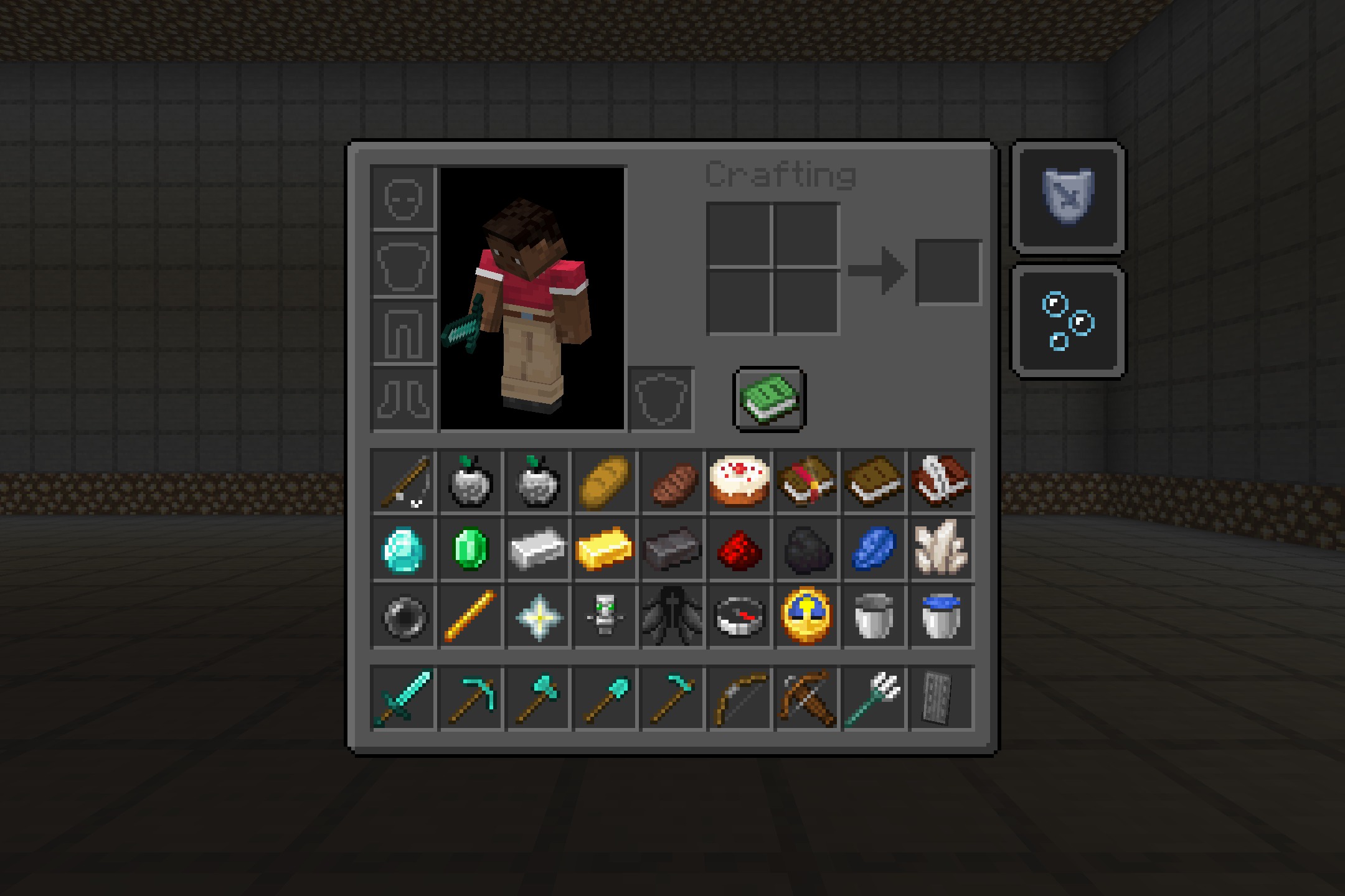 Matralys 16x Resource Pack Screenshot 3 Minecraft inventory interface featuring a dark gray design and various survival items