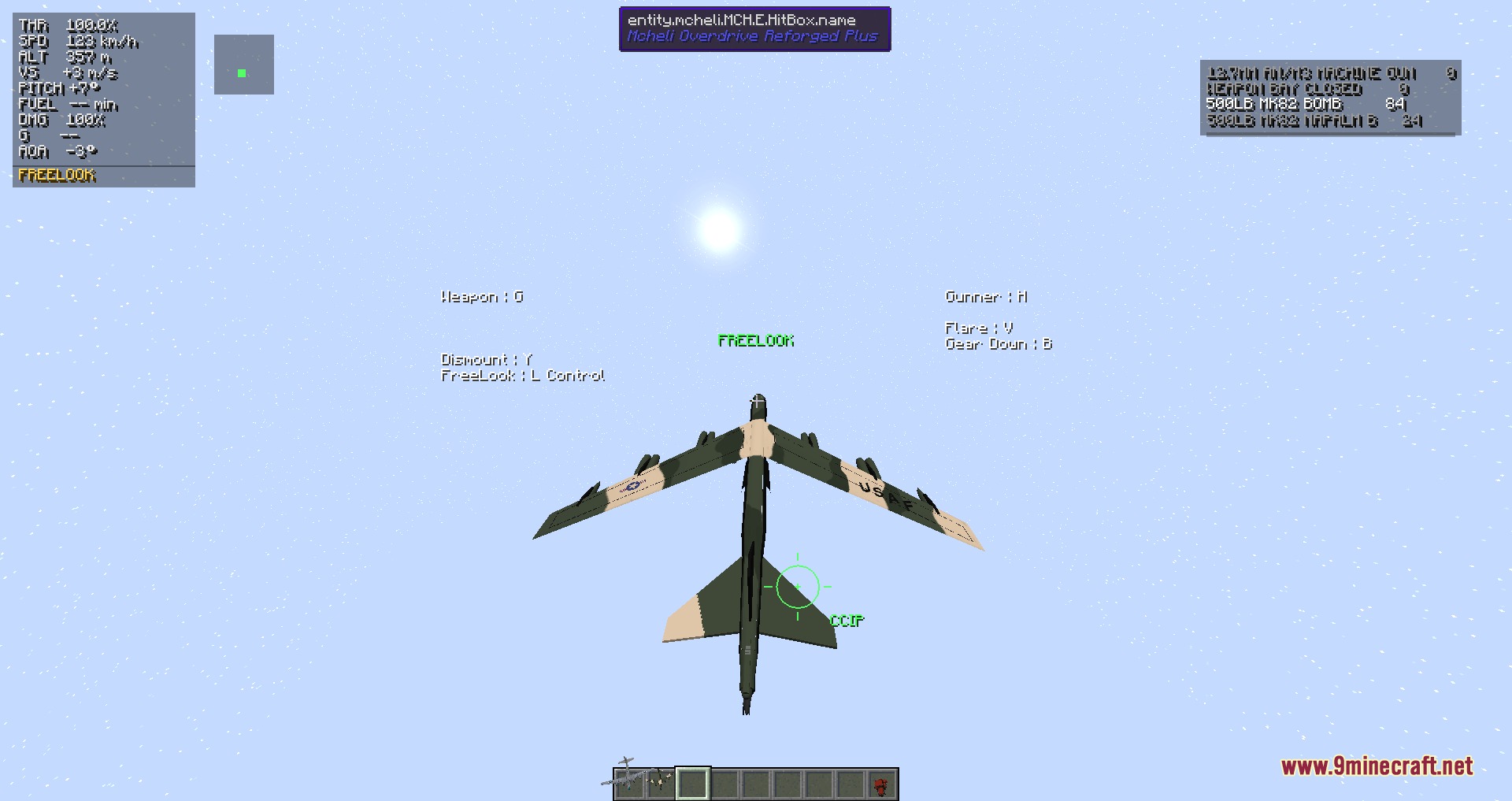 Mcheli Overdrive Loader Mod Screenshot 1 A military bomber aircraft flying through a clear blue sky