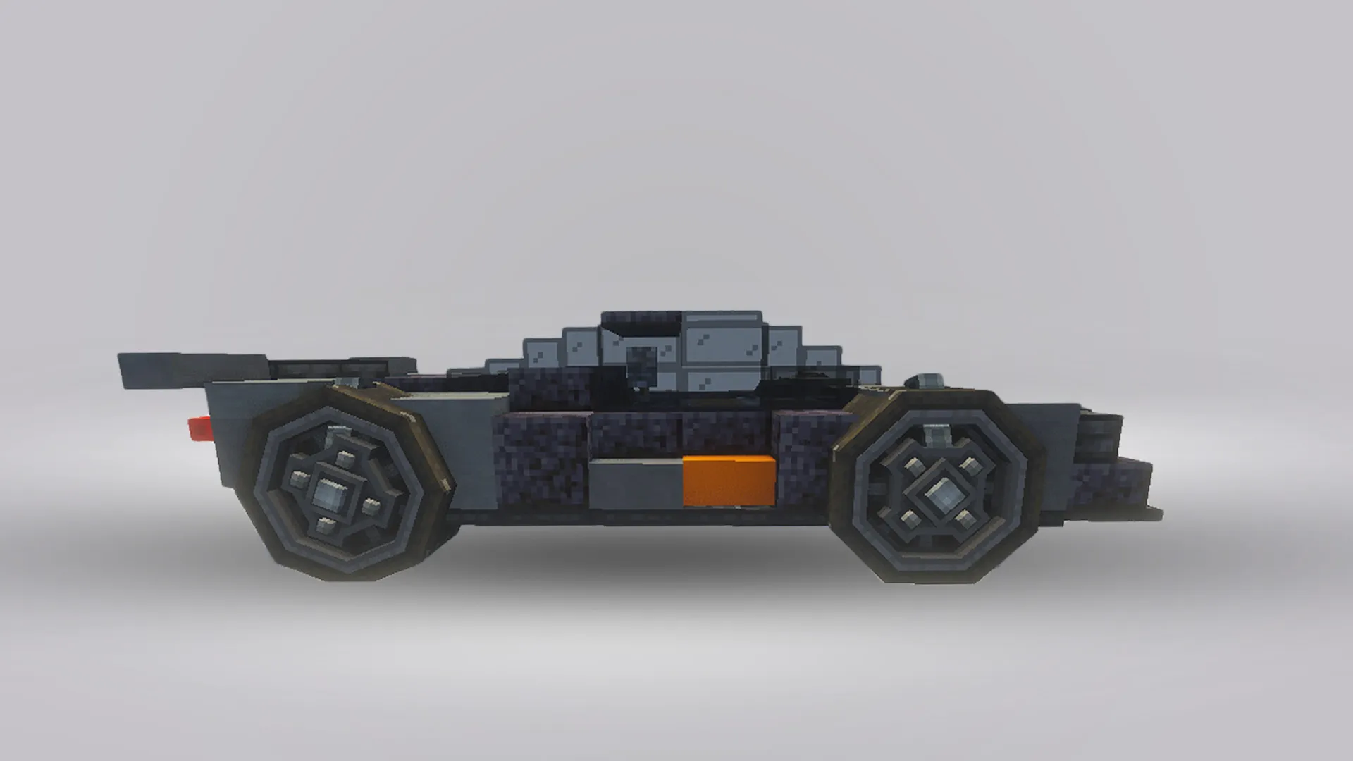 Mclaren Senna Schematic Screenshots 1 Side view of a custom vehicle build using grey and orange blocks
