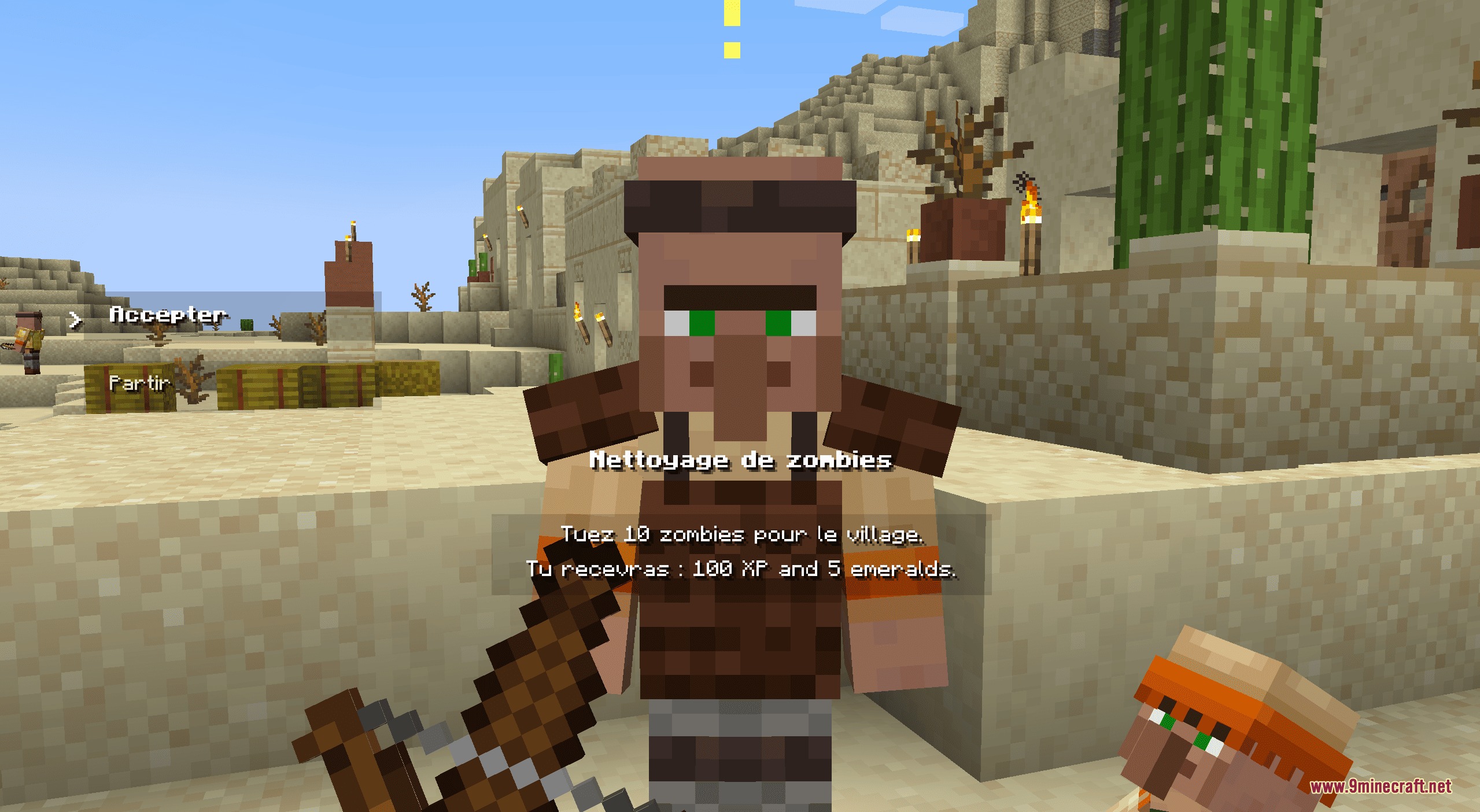 Mebahel's RPG Villager Quests and Companions Mod Screenshot 5 A desert villager offering a quest in the Mebahel RPG Villager Quests mod