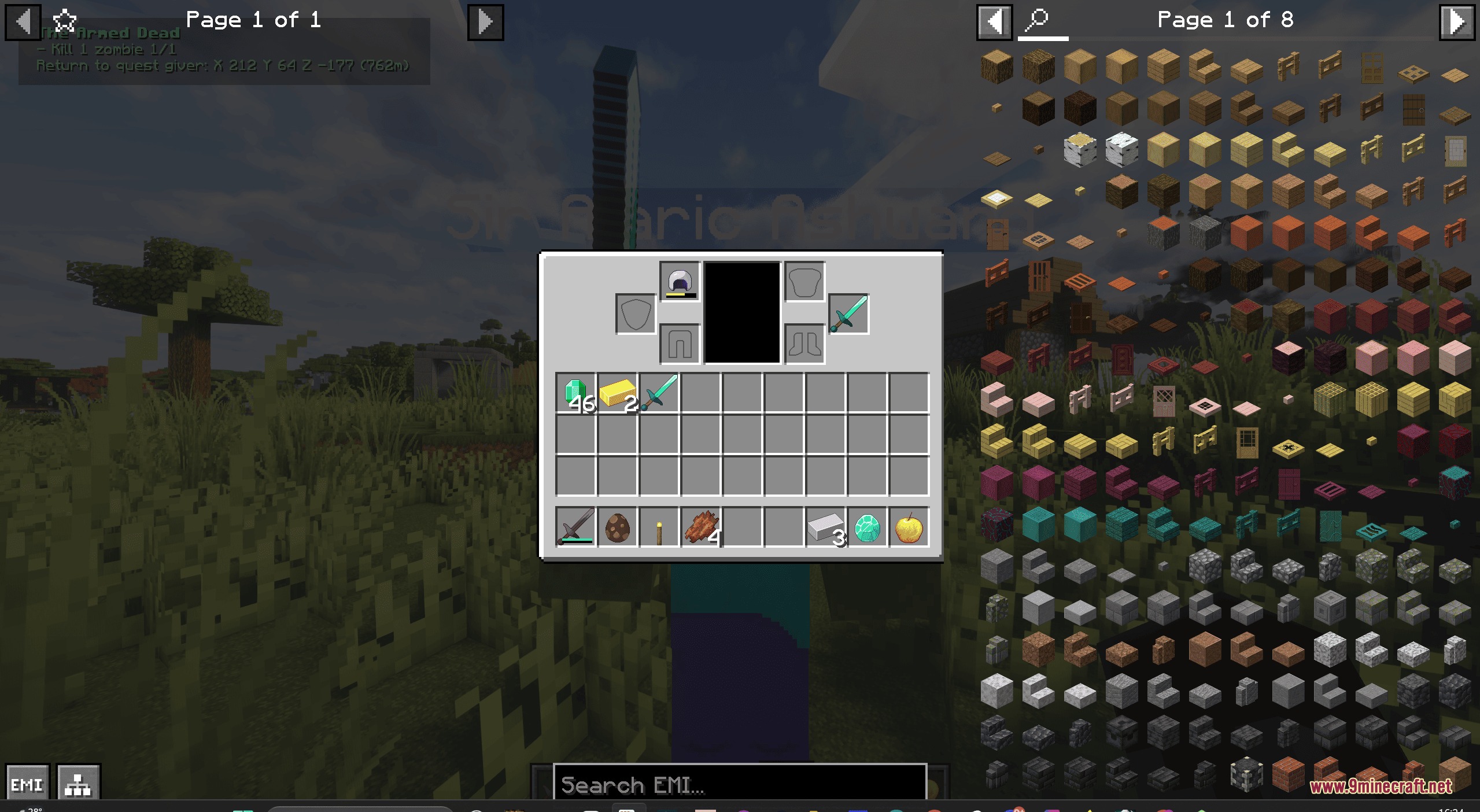 Mebahel's RPG Villager Quests and Companions Mod Screenshot 8 Managing the equipment and inventory of a recruitable companion in the menu