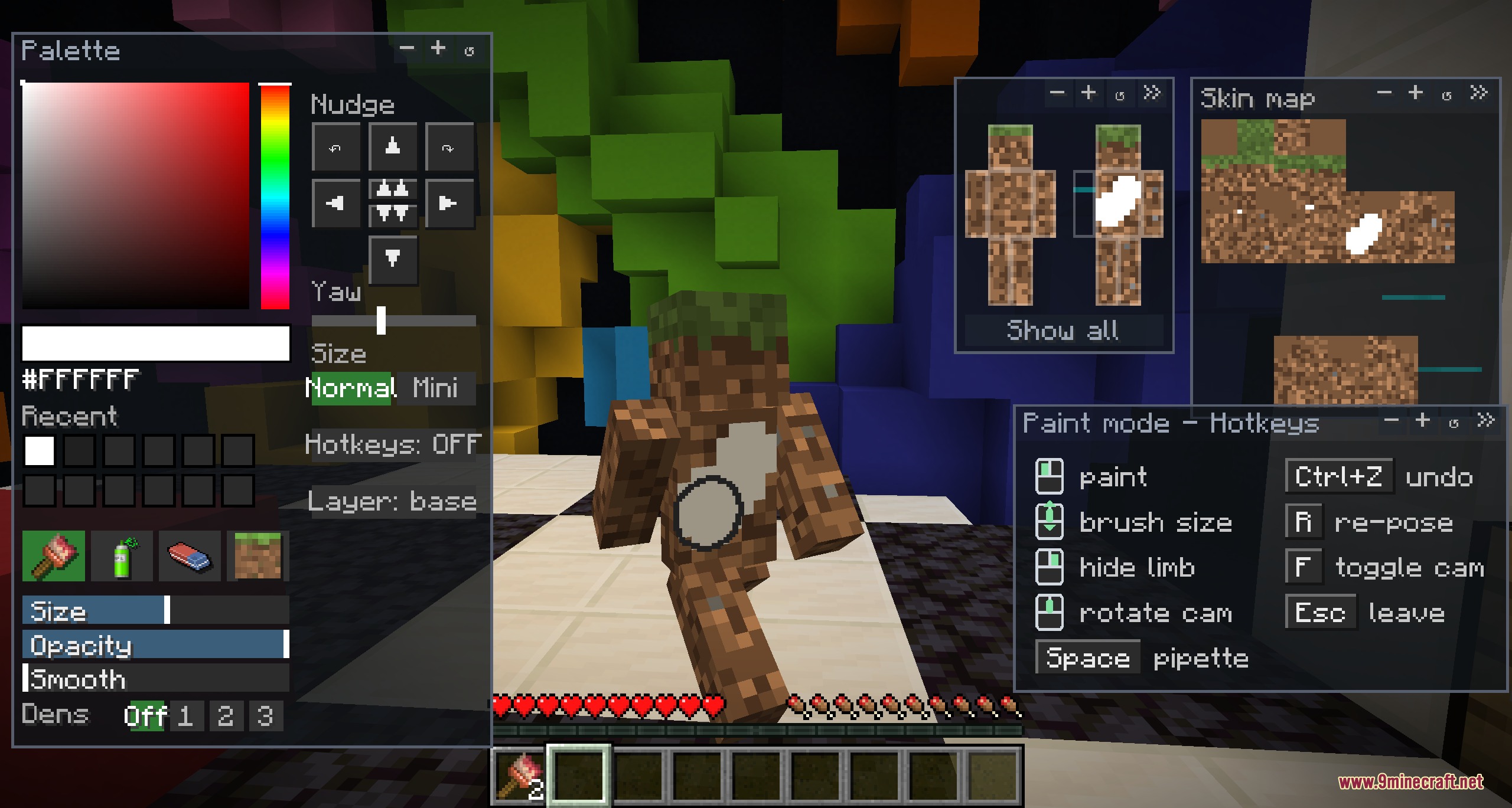 Meccha Crafteleon Mod Screenshot 2 Customizing a character skin with a dirt block pattern using the paint menu