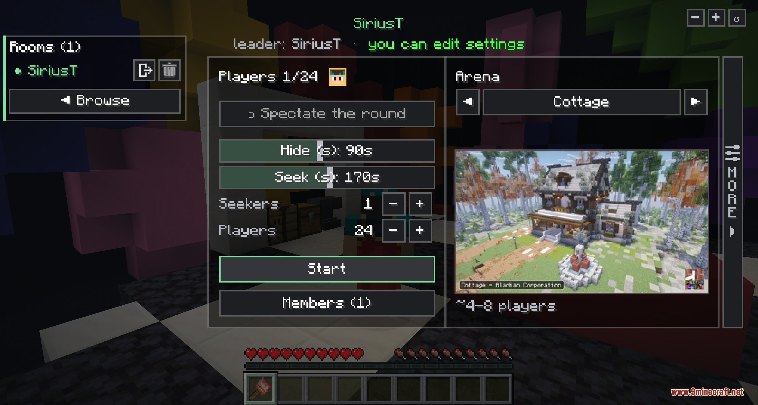 Meccha Crafteleon Mod Screenshot 5 Custom menu for setting up hide and seek rooms with live map previews