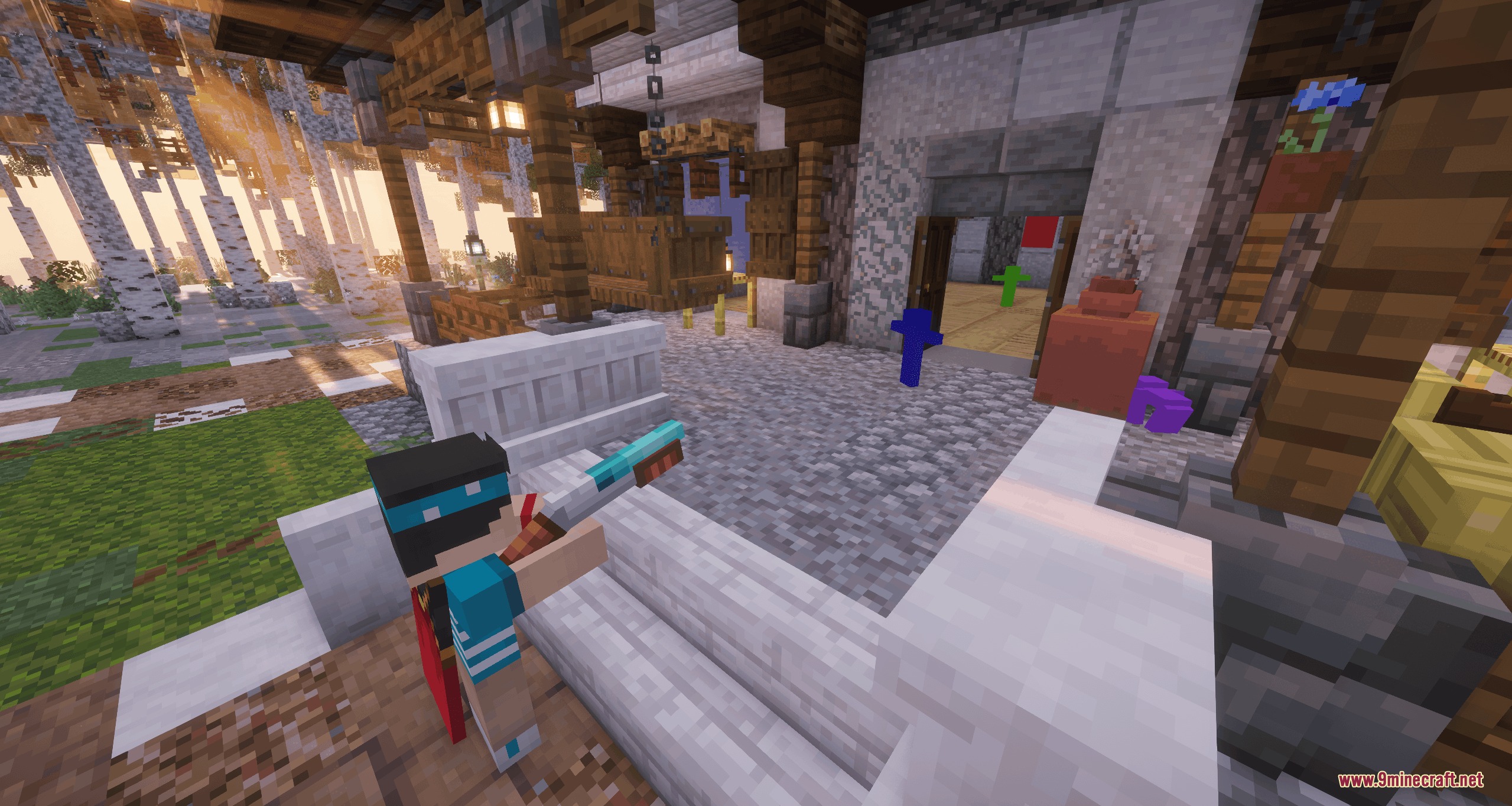 Meccha Crafteleon Mod Screenshot 7 A player uses a special painting tool to target small colorful character models
