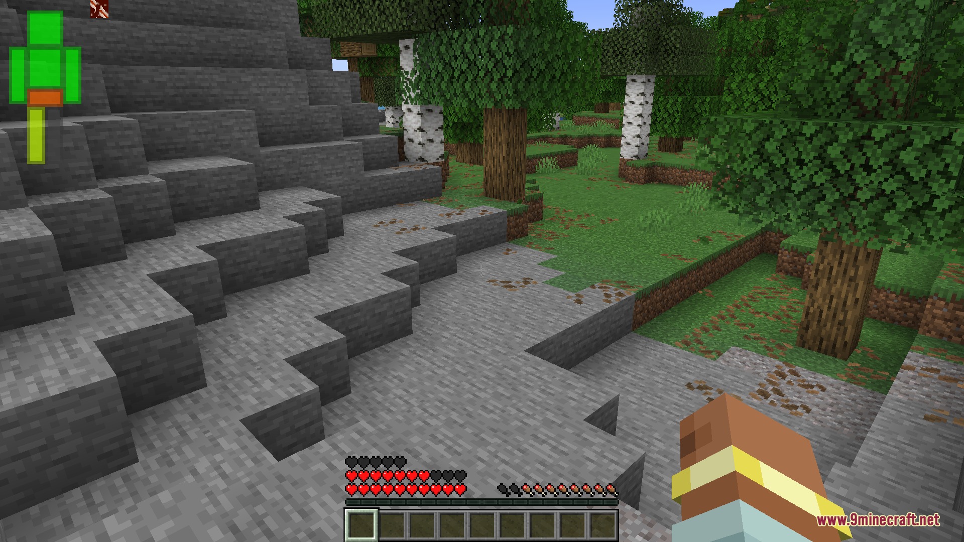 Medical System Mod Screenshot 3 Minecraft player view showing a detailed body part health status interface