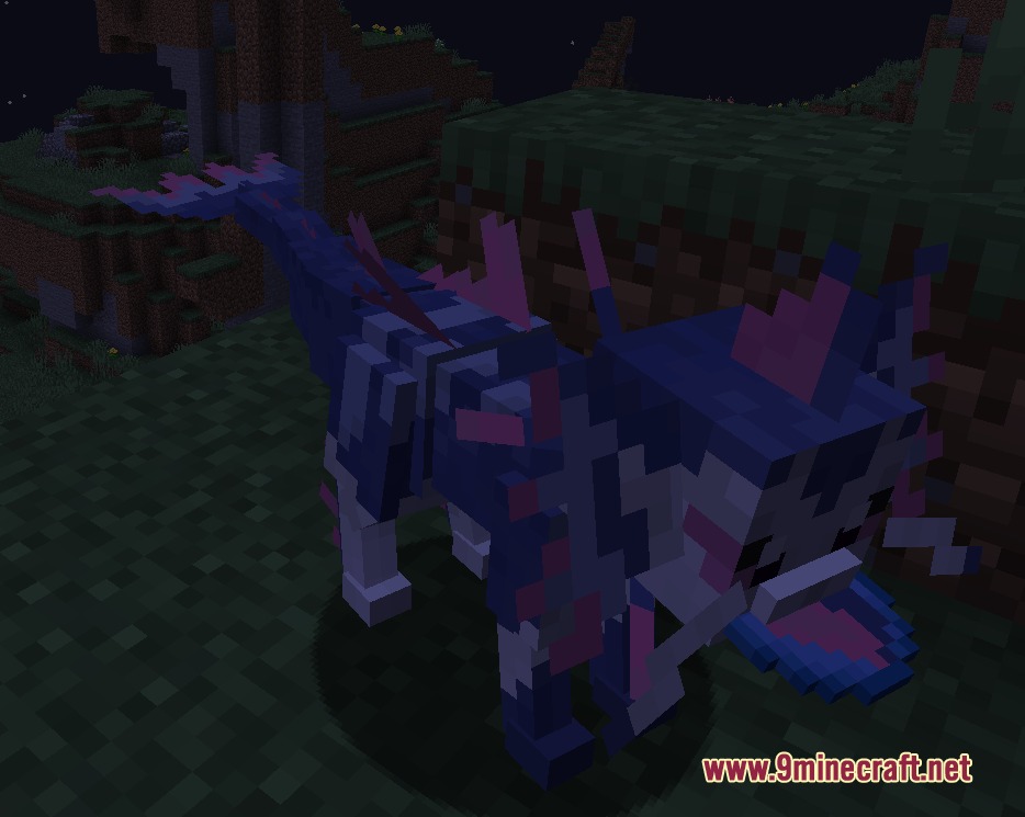 Mega Eeveelution and Fusion Mod Screenshot 4 A large blue Vaporeon fusion creature standing on the grass at night