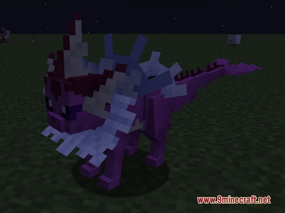 Mega Eeveelution and Fusion Mod Screenshot 5 A purple mega fusion Pokemon standing on a dark grassy field at night
