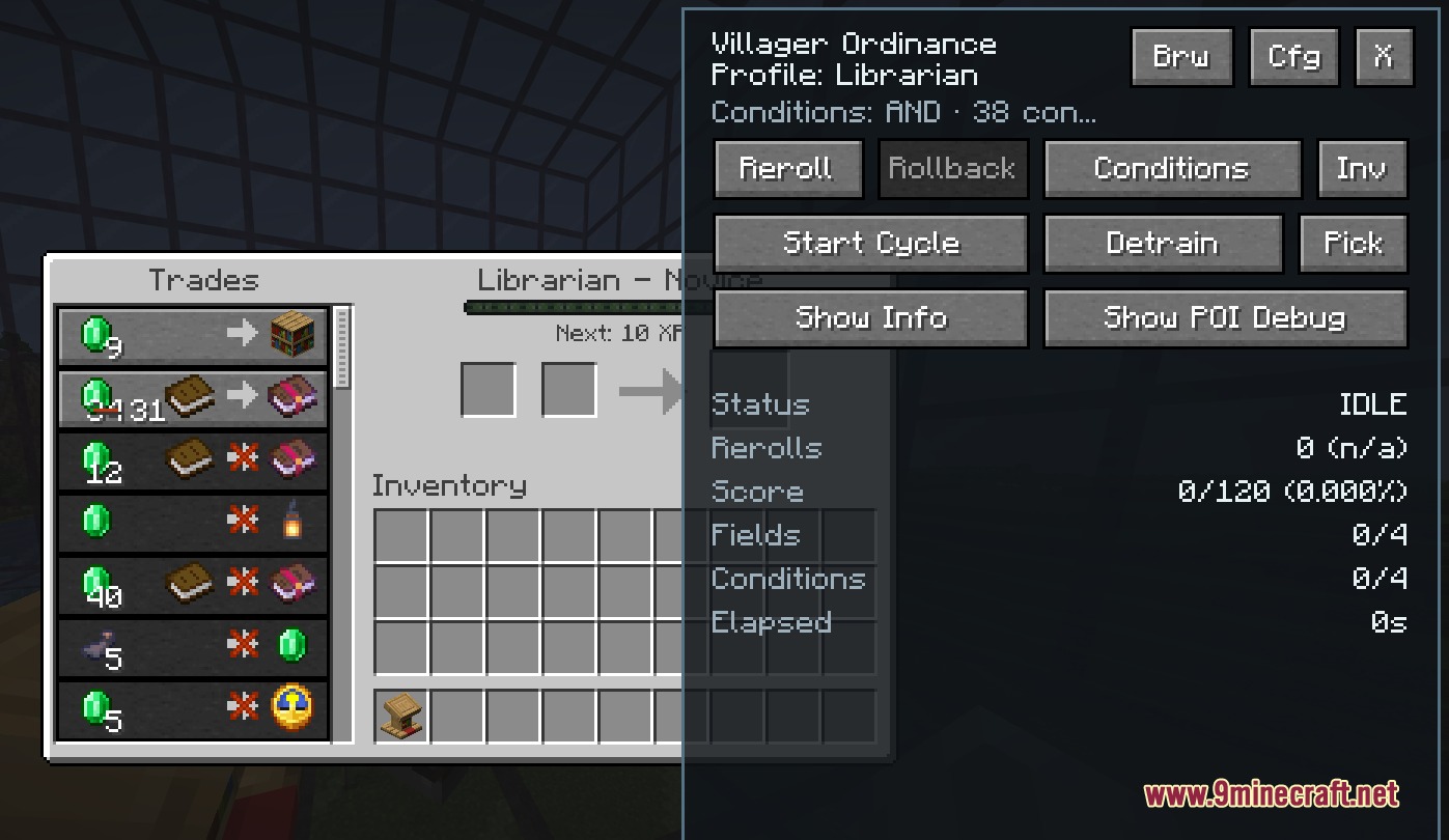 Merchant Master Key Mod Screenshot 3 Merchant Master Key mod interface for managing villager trades and reroll cycles