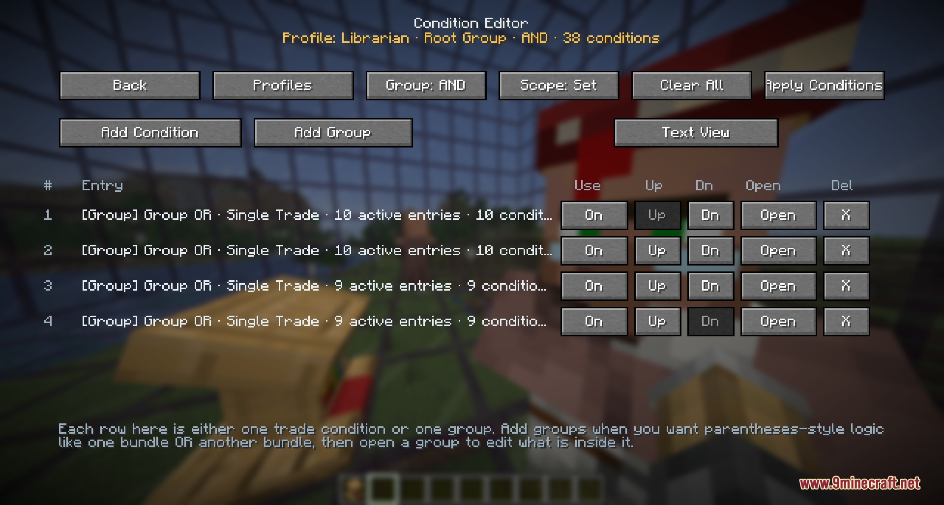 Merchant Master Key Mod Screenshot 4 The condition editor interface allows players to configure logic rules for trading