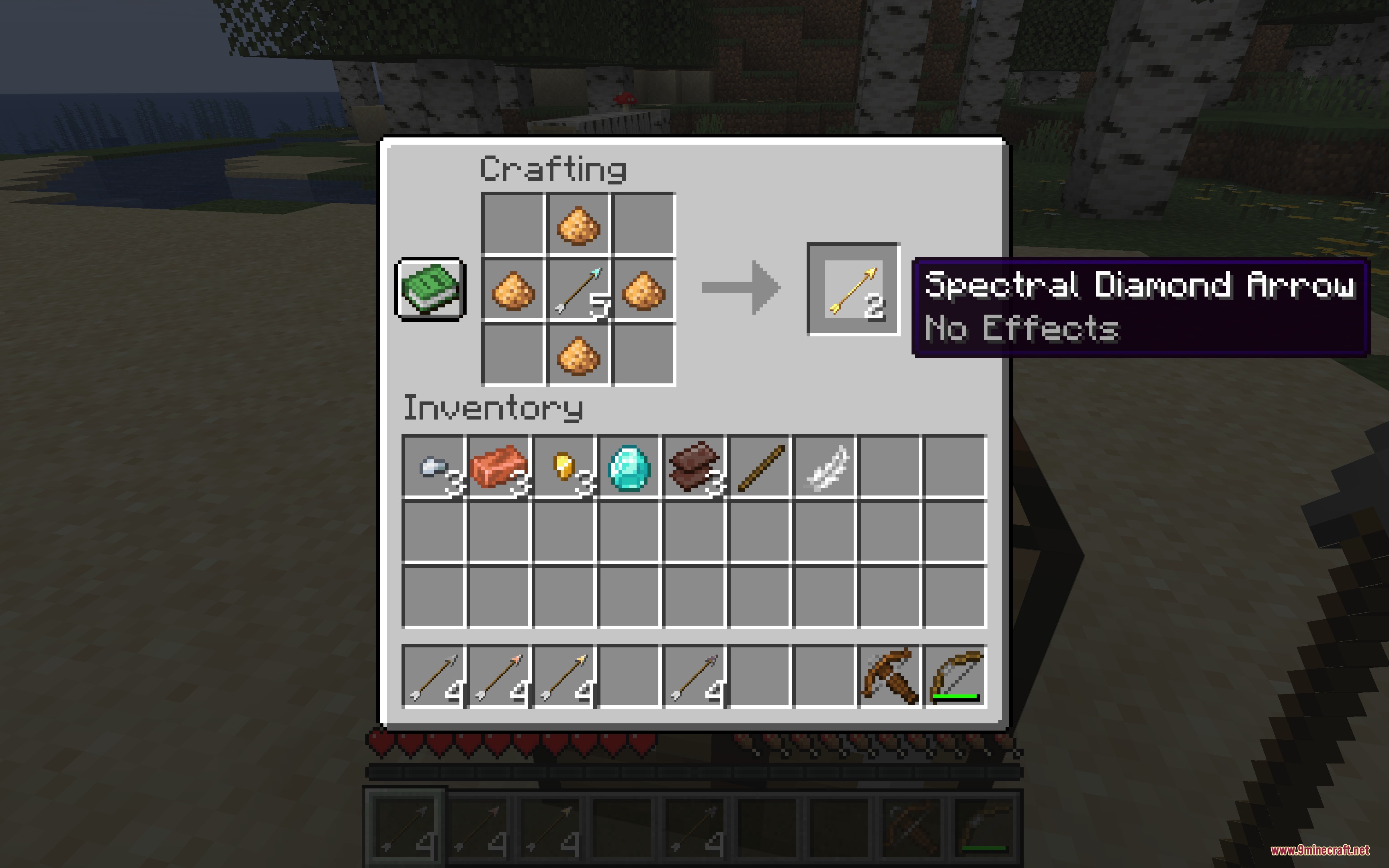 Metal Arrows Beyond Flint Mod Screenshot 8 Crafting a Spectral Diamond Arrow using glowstone dust and a diamond arrow